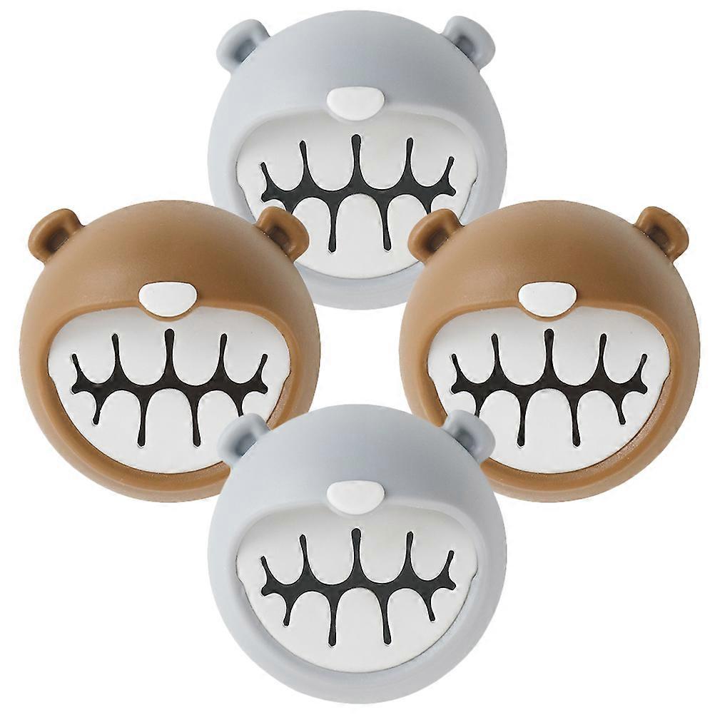 Bear Shaped Self Adhesive Towel Hooks for Kitchen & Bathroom – No Drill Wall Mount Dish Towel Holder – Easy Installation – Grey & Brown Set of 4