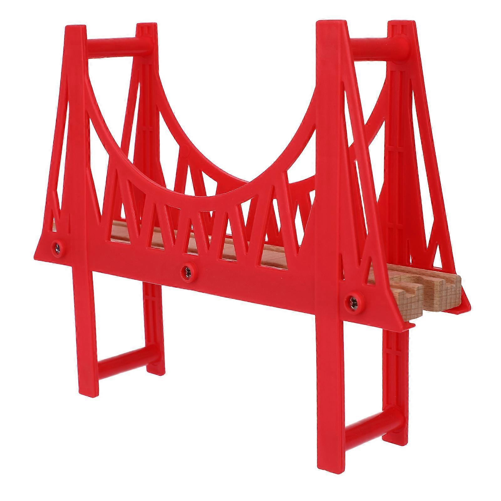 Wooden Train Bridge for Durable Railway Track Accessory Compatible with Major Building Sets for Home and School Play