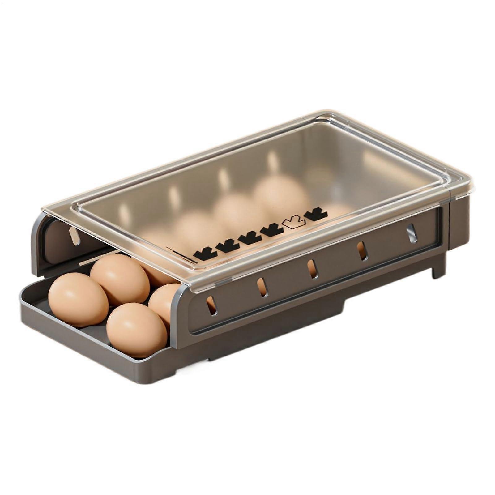 Egg Storage Container, 14 Egg Capacity, Space-Saving, Stackable Sliding Design, Keeps Eggs Fresh