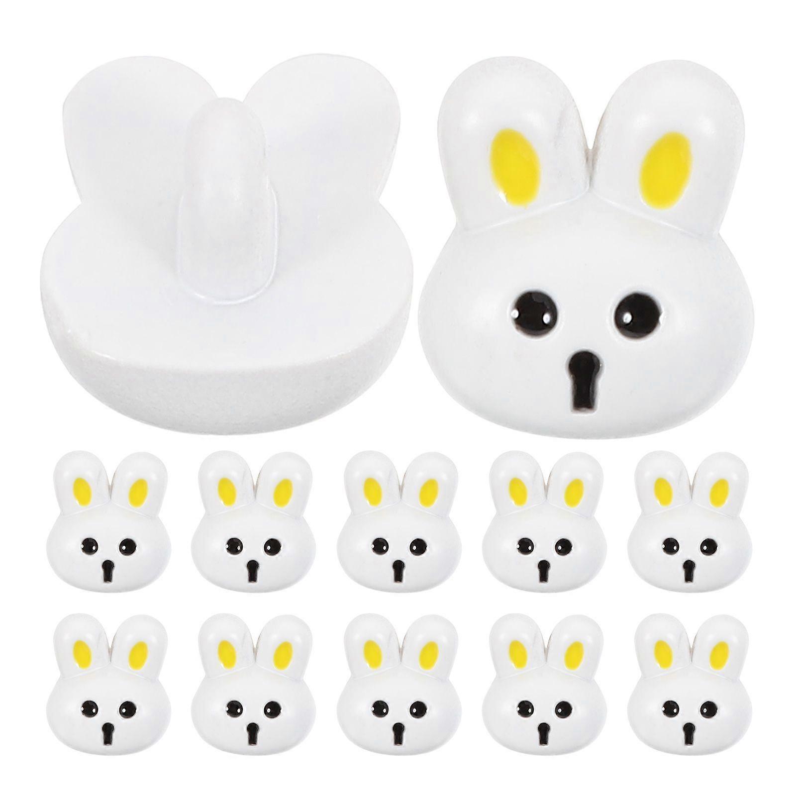 12pcs Resin Crafts Buttons Rabbit Shaped Buttons DIY Buttons for Crafting Resin Cartoon Buttons