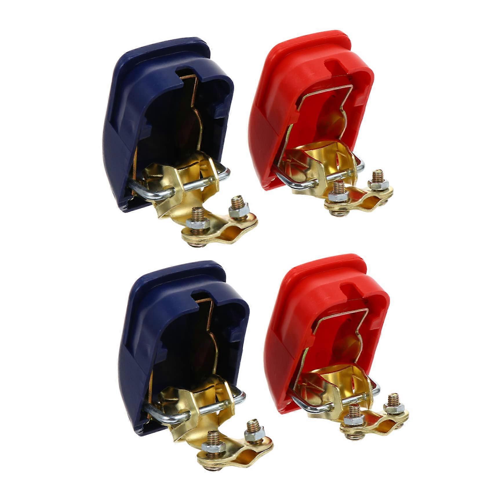 Car Battery Terminal Connector - 2 Sets, Corrosion Resistant, Easy Installation, Red and Blue, Compatible with Cars and Caravans