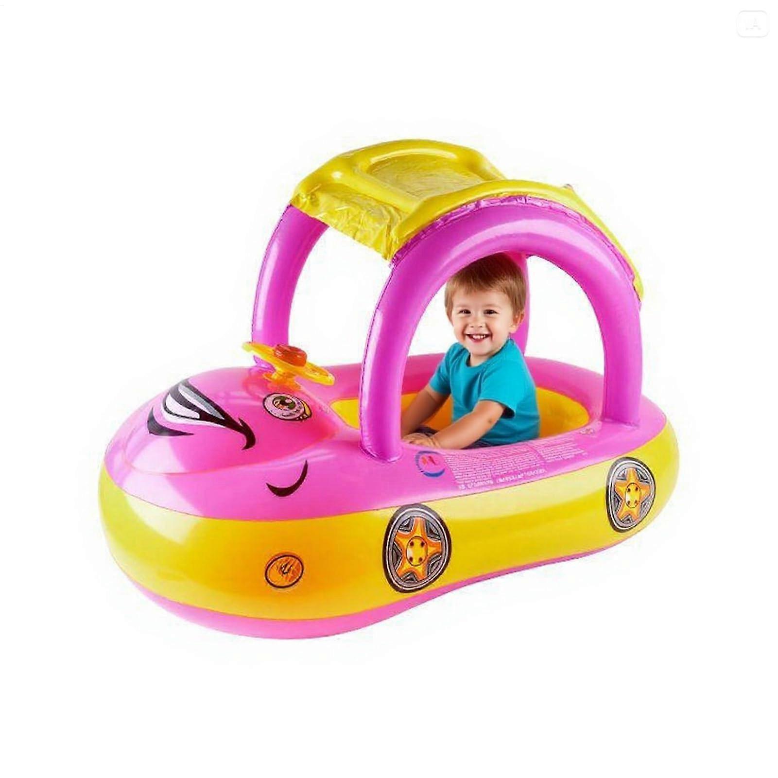 Toddler Swimming Aids Inflatable Swim Ring For Kids With Sun Protection Purple Color For Sea And Pool Fun