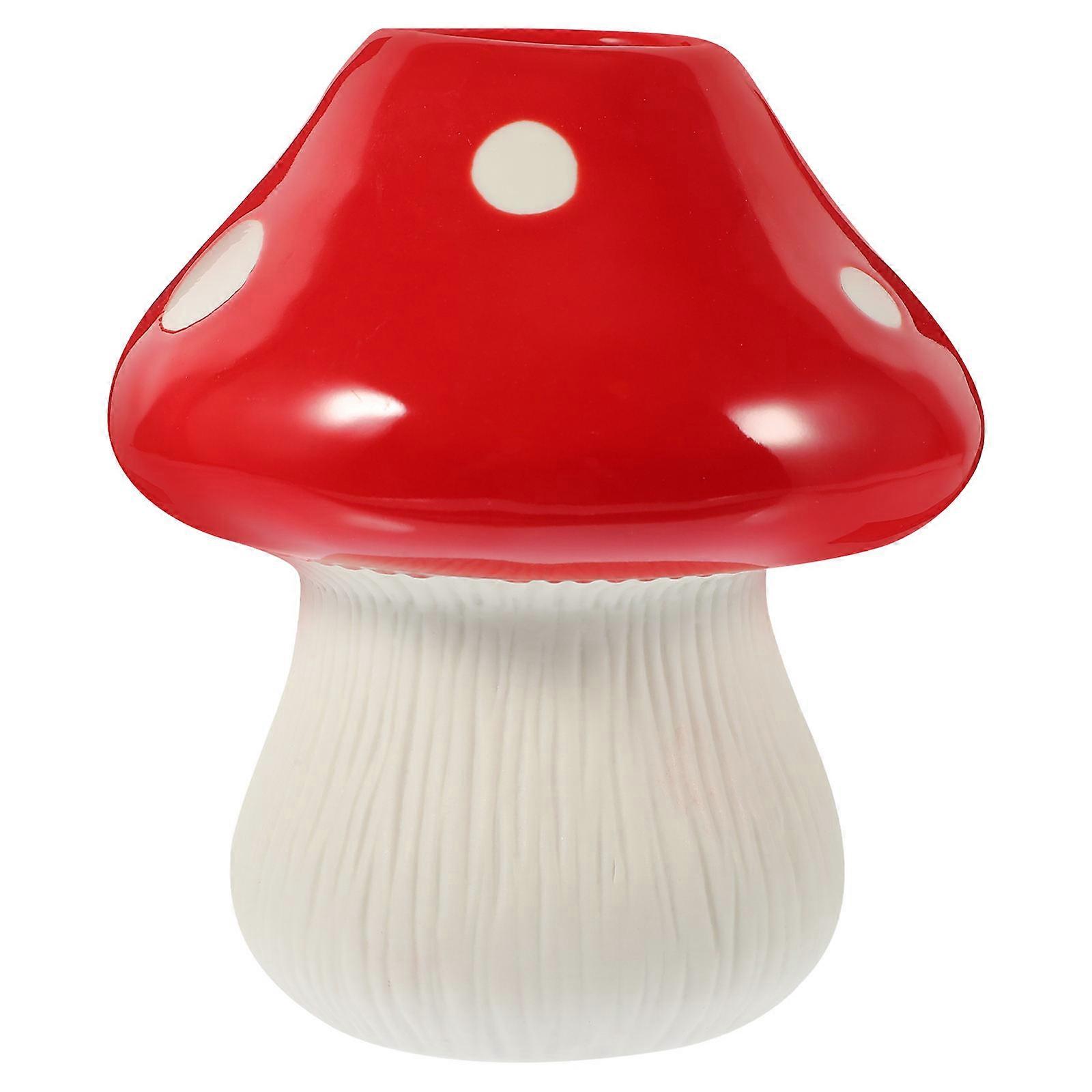 Mushroom Shape Flower Arrangement Pot for Decorative Use on Dining Table with Elegant Red Ceramic Design 1Pack