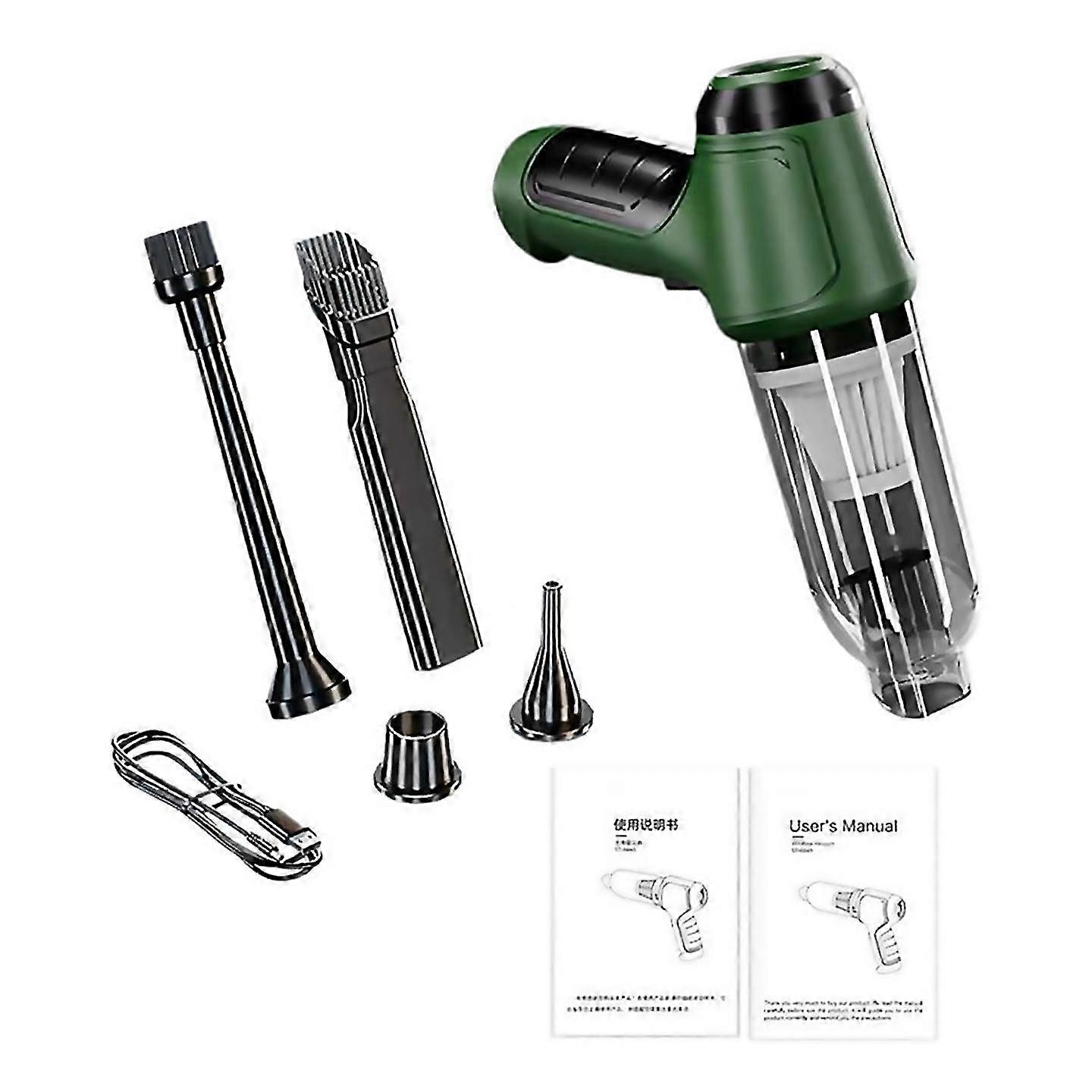 For New Wireless Handheld Car Mini Vacuum Cleaner Green