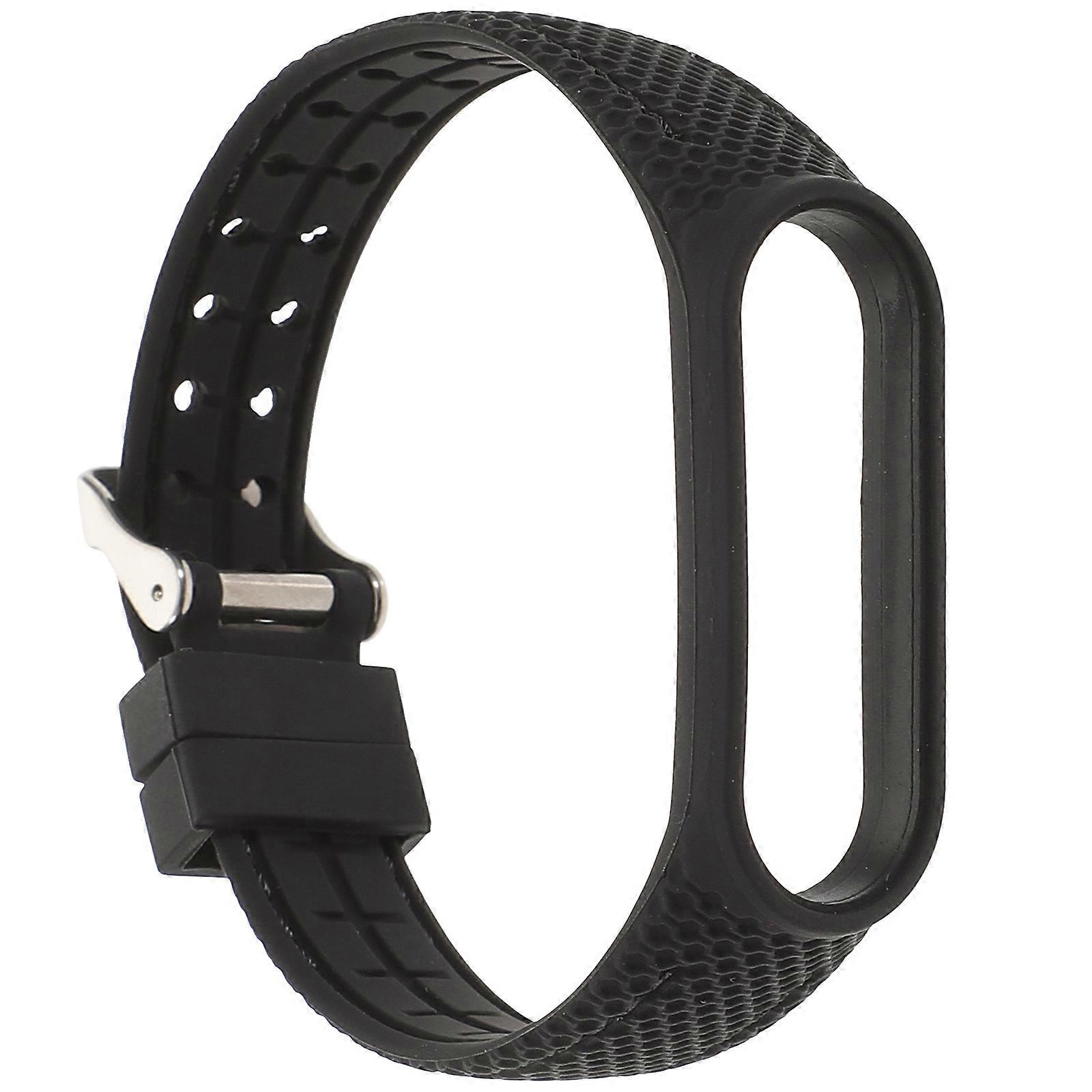 Wrist Band Compatible for Mi Band 5 6 Adjustable Watchband Black Silicone Material for 1Pack