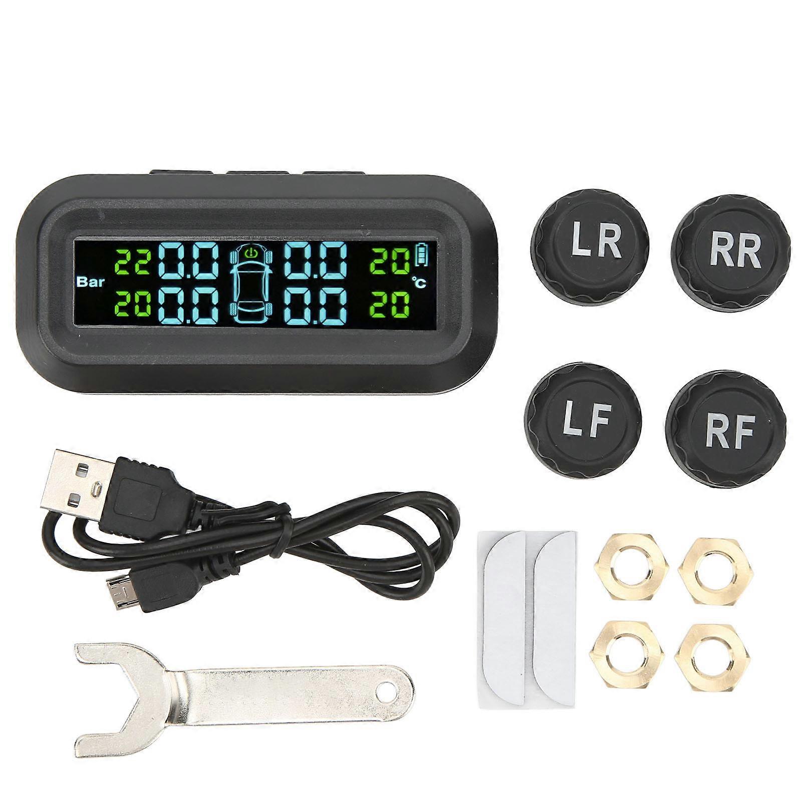 High Efficiency Solar TPMS for Vehicles 5V DC Tire Pressure Monitor with LCD Display