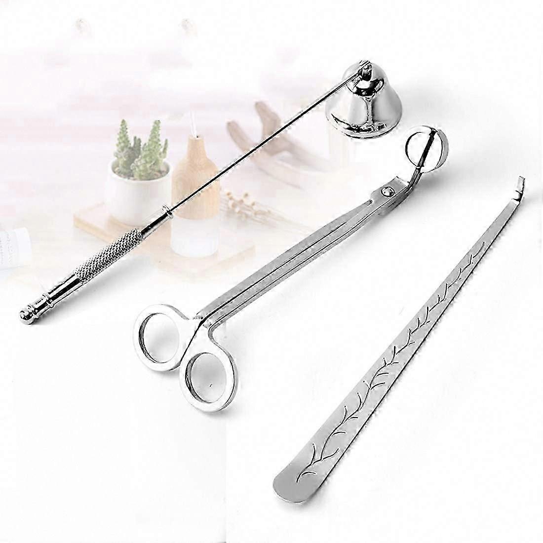 3-in-1 Candle Snuffer & Wick Trimmer Set - Silver Candle Tools for Home Decor