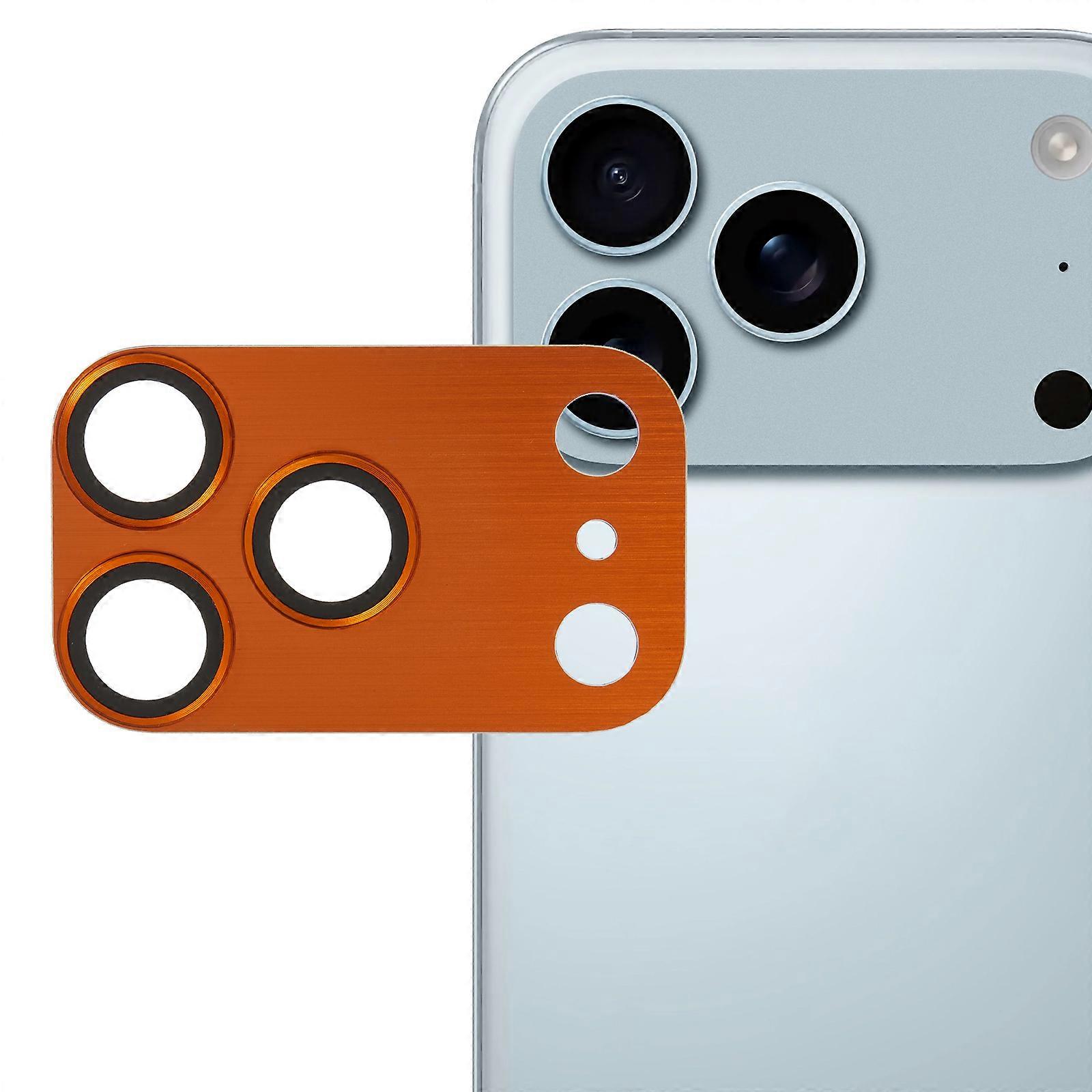 TKdaddy For iPhone 17 Pro カメラ レンズ プロテクター つや消し一体型メタル強化ガラス レンズ フィルム オレンジ