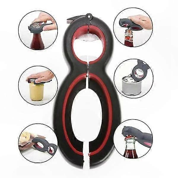 6-in-1 Can and Bottle Opener with Multi-Function Design