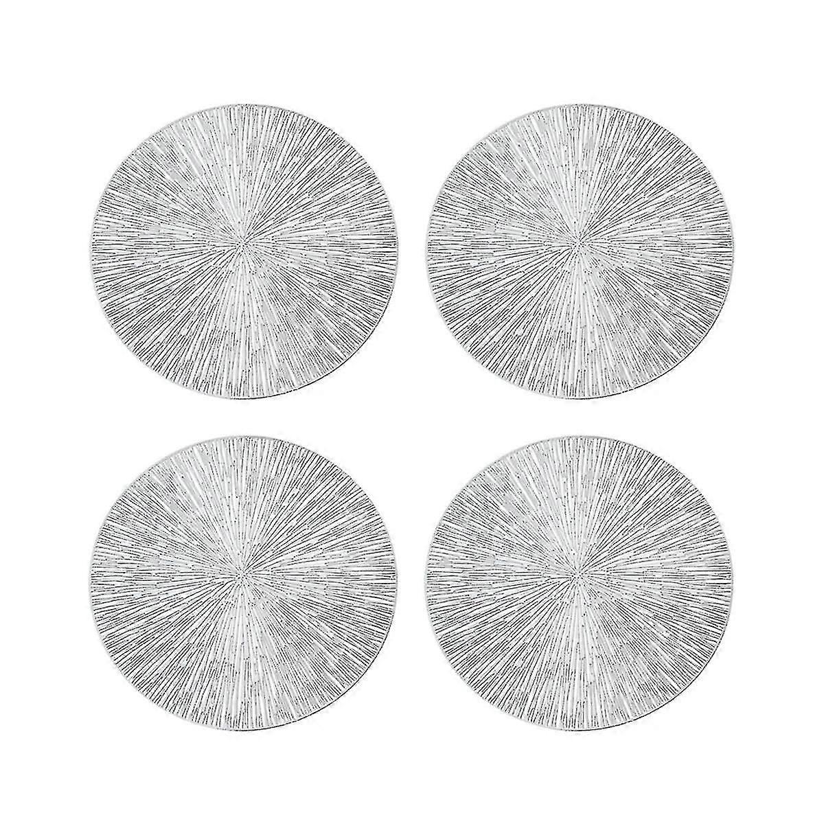 4Pcs Round PVC Placemats Anti-Hot for Dining Table Restaurant