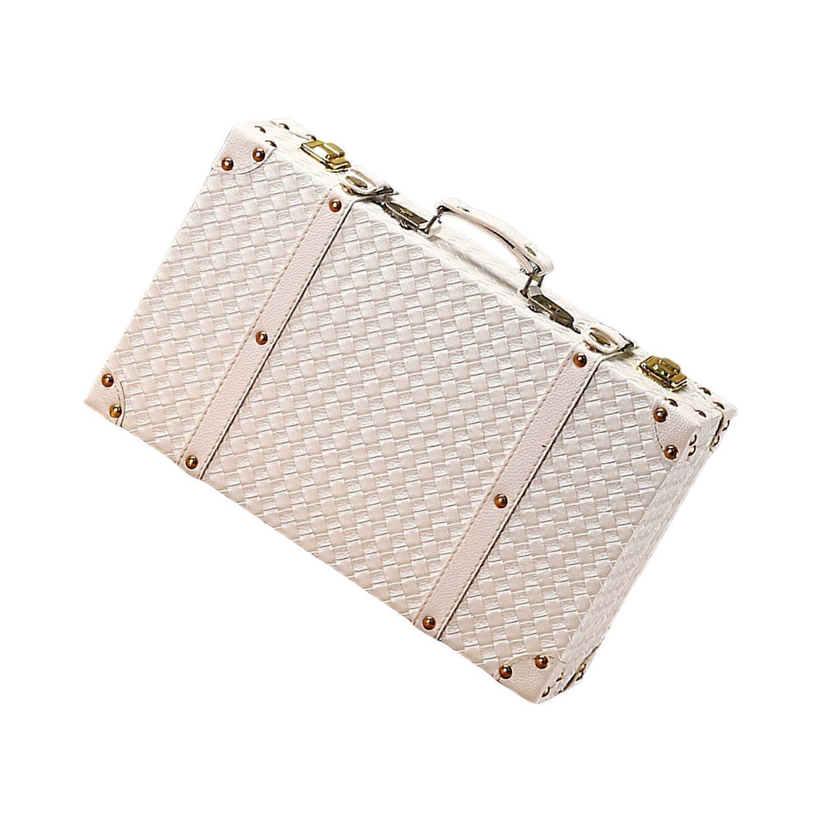 Contenitore di stoccaggio portatile in stile antico Custodia in legno per uso esterno robusto in tessuto per l'organizzazione domestica S bianco