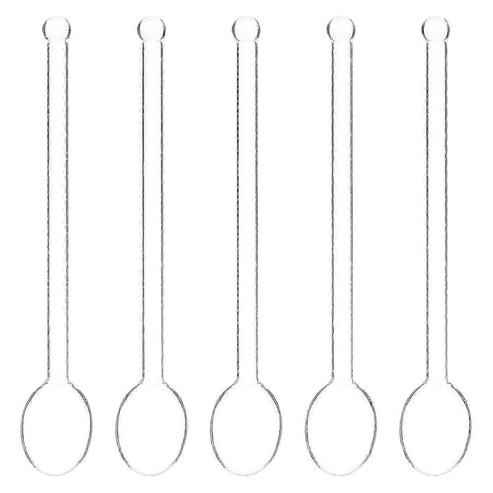 Set of 5 Multi-Use Glass Coffee Stirrer Spoons for Mixing Drinks and Beverage Preparation
