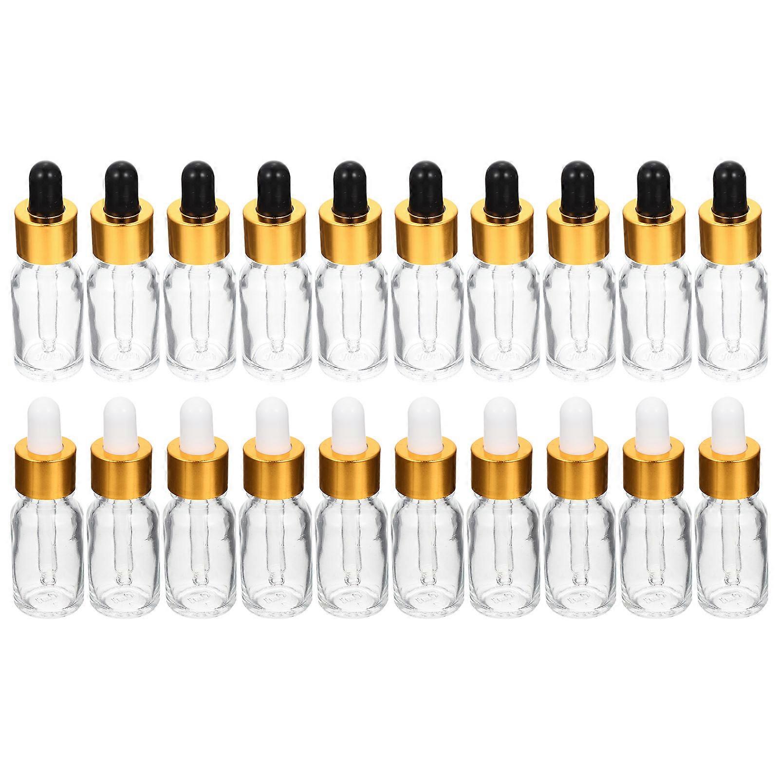 20pcs Glass Dropper Bottles with Gold Caps for Essential Oil Storage – Leak Proof, Reusable, Easy to Clean, Travel Friendly for Aromatherapy & DIY