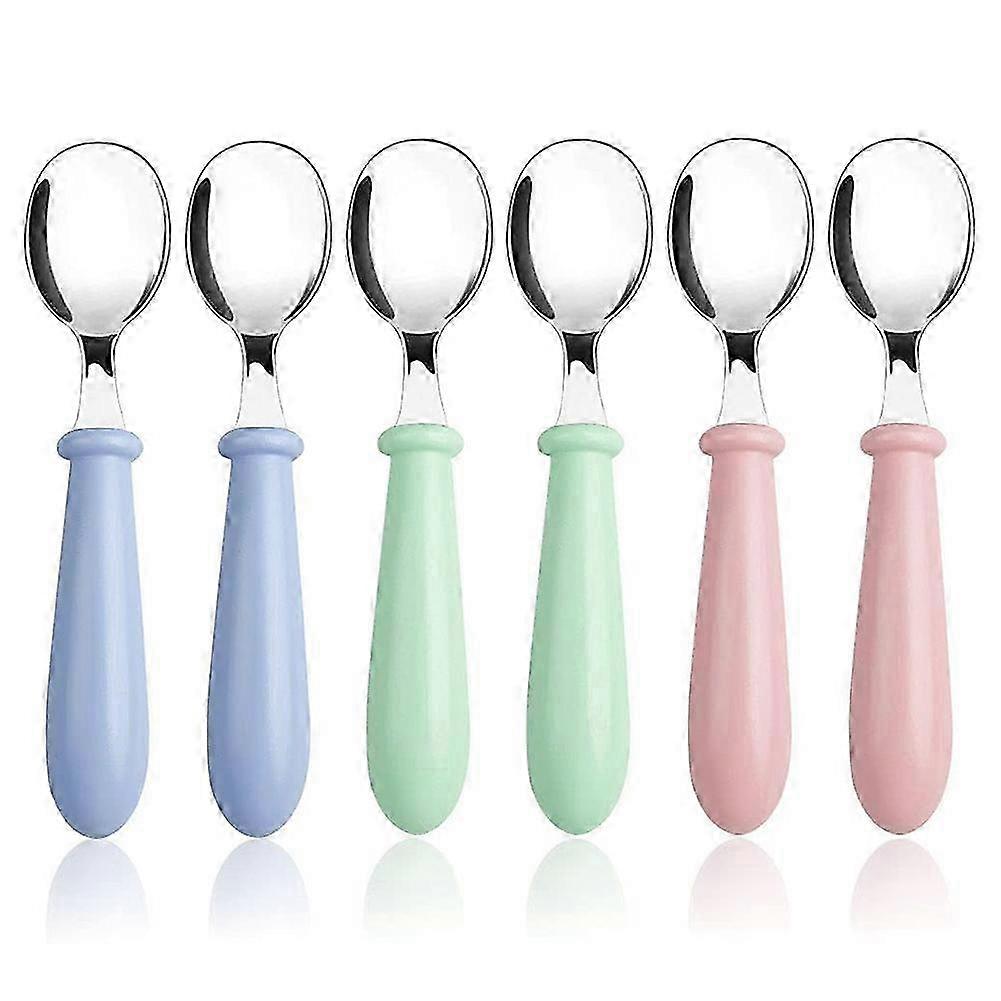 6 Pieces Stainless Steel Toddler Spoons, Kids Cutlery Spoons with Round Handle,Children Safe Flatware/Silverware Set