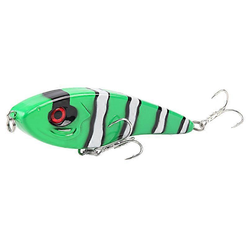 Sea fishing hard bait, 15 cm long and 55 g heavy, with rattles and double hooks to attract bass