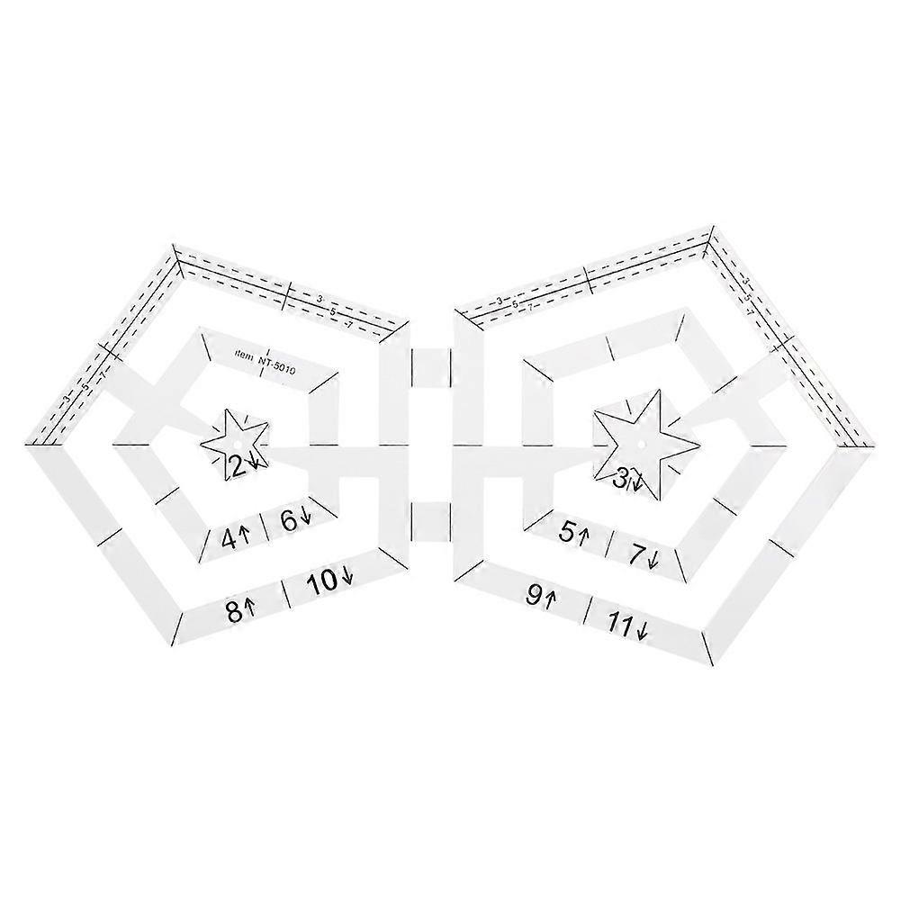 Double Pentagon Quilting Rulers Transparent Acrylic DIY Patchwork Sewing Drawing Tool