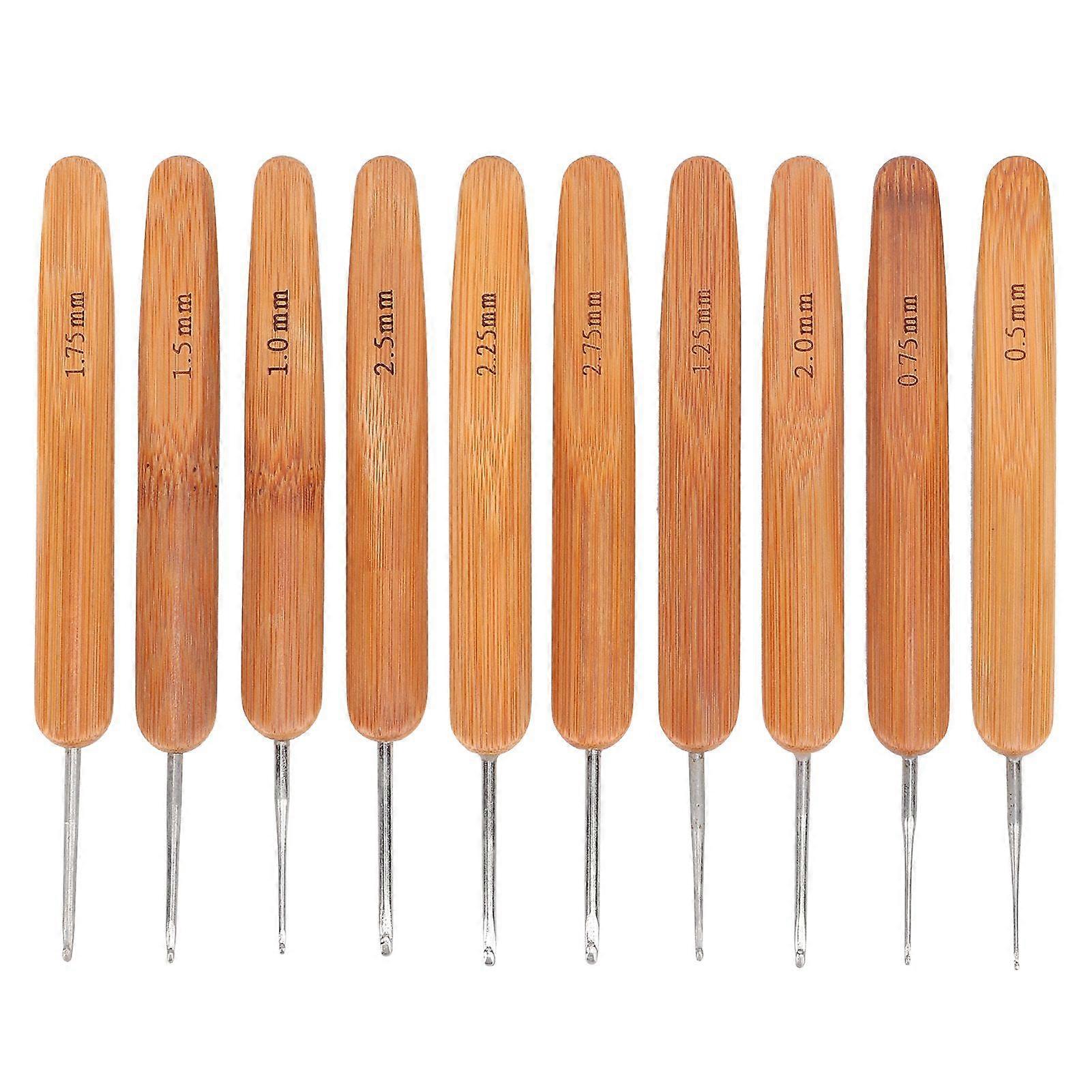 10pcs Crochet Hooks Carbonized Bamboo Handle Iron Knitting Needle for Knit Clothes