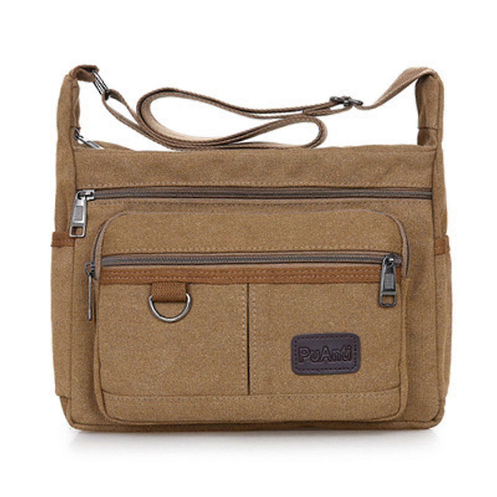 Men Vintage Military Canvas Multi-pockets Crossbody Bag School Satc...