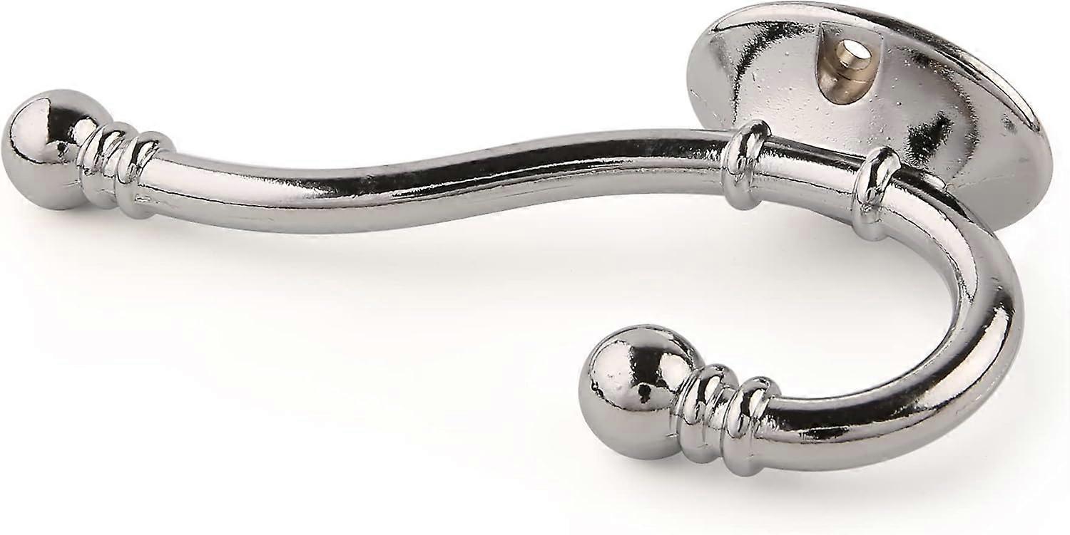 6 PCS Double Prong Robe Hook Chrome Finish Wall Mounted Coat Hangers Set With 12 Screws Heavy Duty