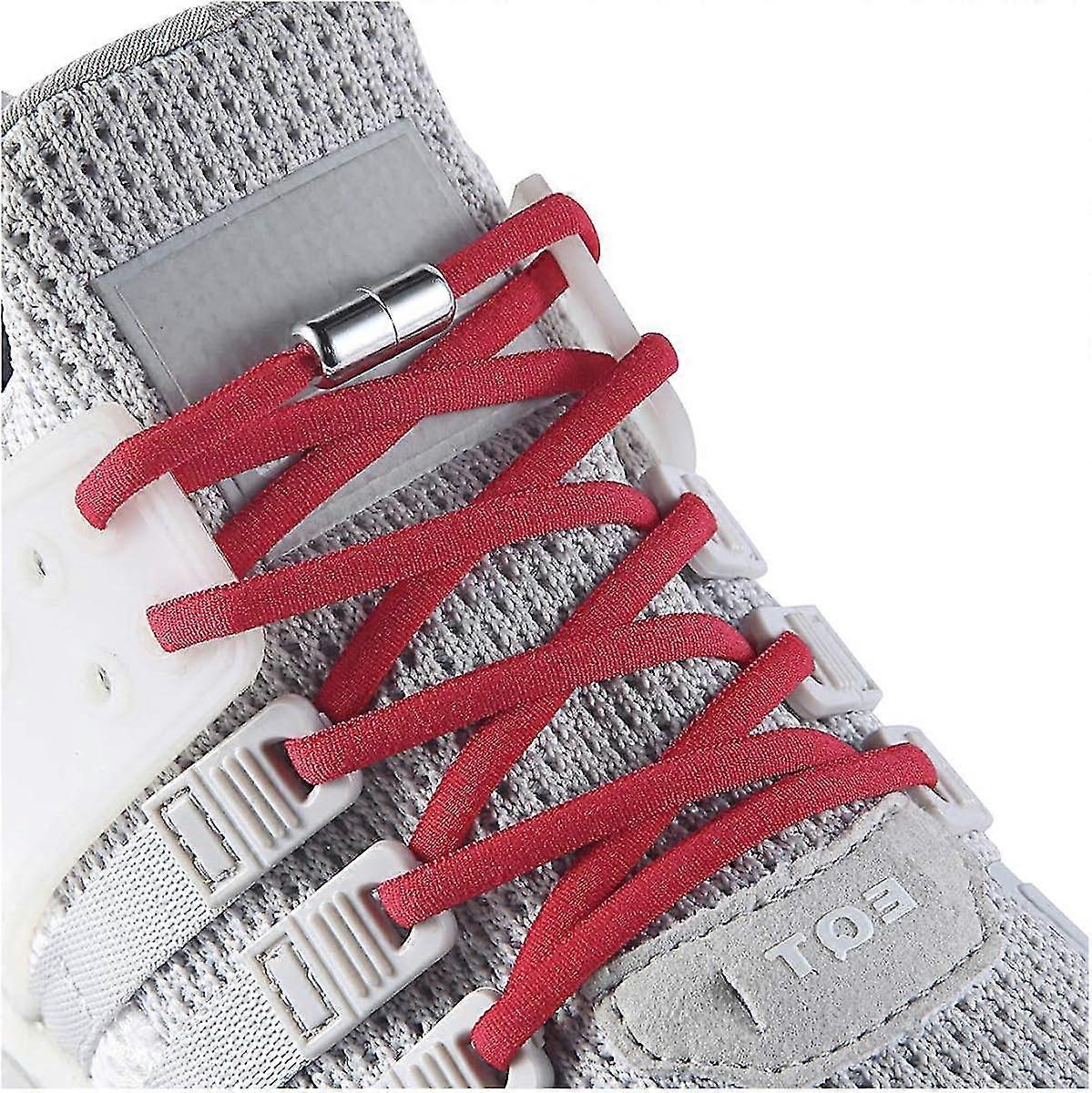 Red Elastic No Tie Shoe Laces For Adults,Kids,Elderly,System With Elastic Shoe Laces(5 Pairs )