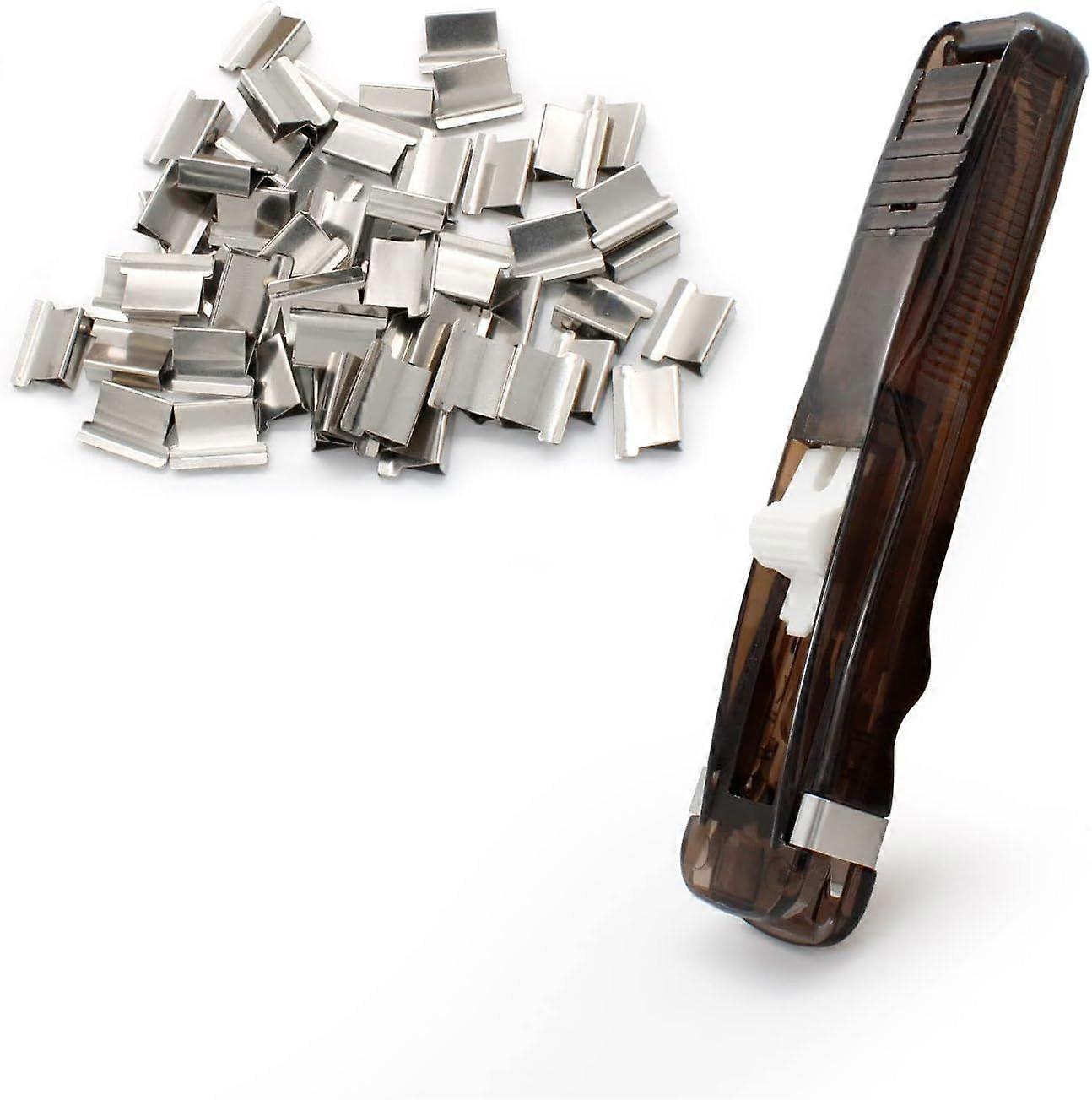 Stapler and 50 Small Binder Clips. Black Desktop Stapler. Multipurpose