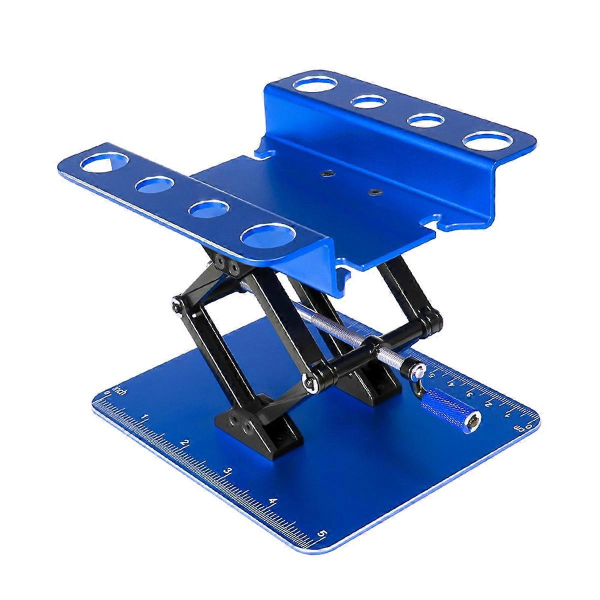 Metal RC Car Repair Work Stand Adjustable Height Assembly Platform for 1/8 1/10 1/14 Scale RC Car Blue