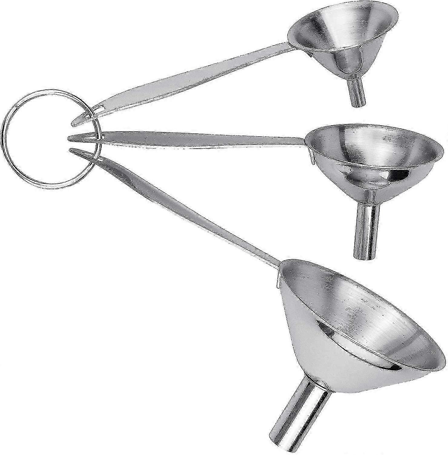 Set Of 3 Stainless Steel Small Funnel Set For Kitchen Hip Flask Funnel With Long SZRH A-S