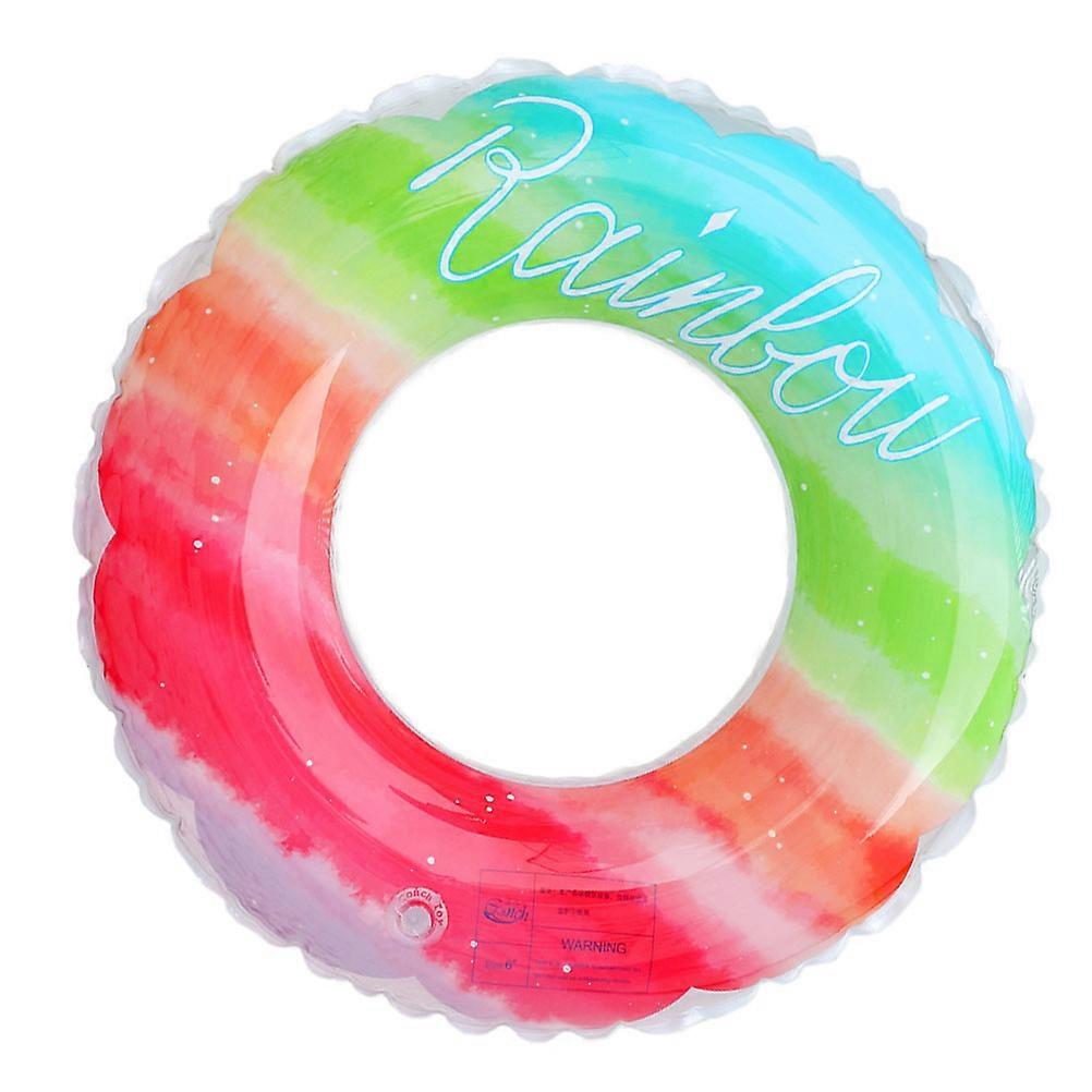 Swimming Ring Inflatable Safety Aid Float Ring for Adults Rainbow Design