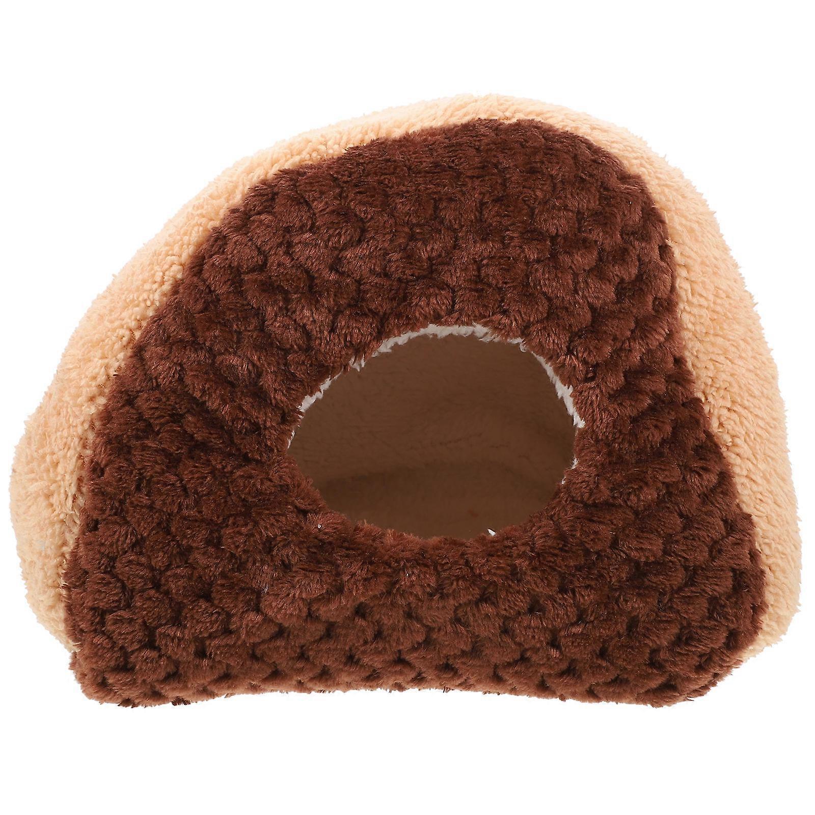 Coffee Plush Pet Hammock Bed for Small Animals Warm and Comfortable with Metal Hooks 7.8 Inches