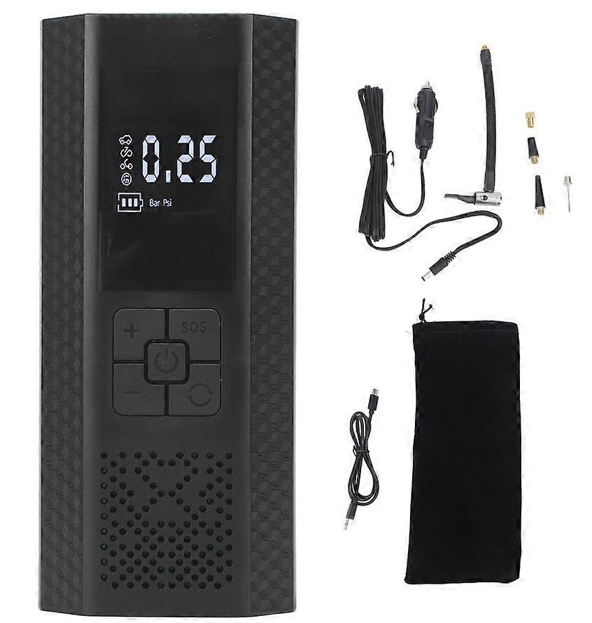 Electrical Air Pump Portable Wireless Car Air Tire Inflatable LCD Smart Mini Rechargeable Pump Compressor for Car(Black)