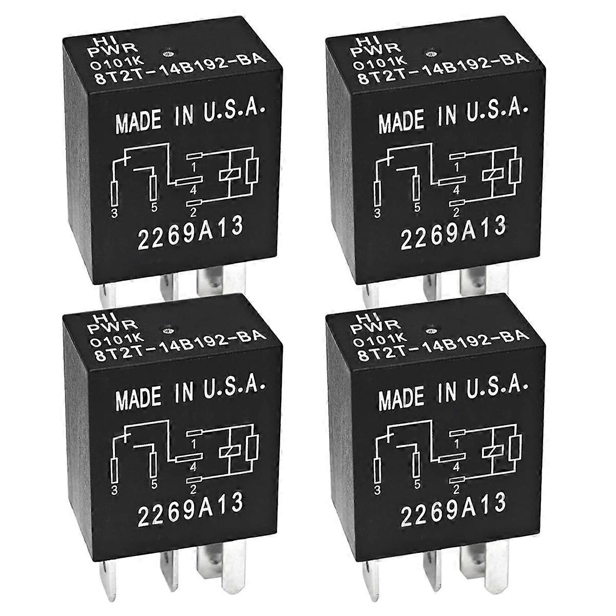 Relay 8T2T-14B192- 12V 5-Pin for Mondeo Focus Car Relay 30A 12VDC 5Pins Automotive Relay SPDT Contact Form