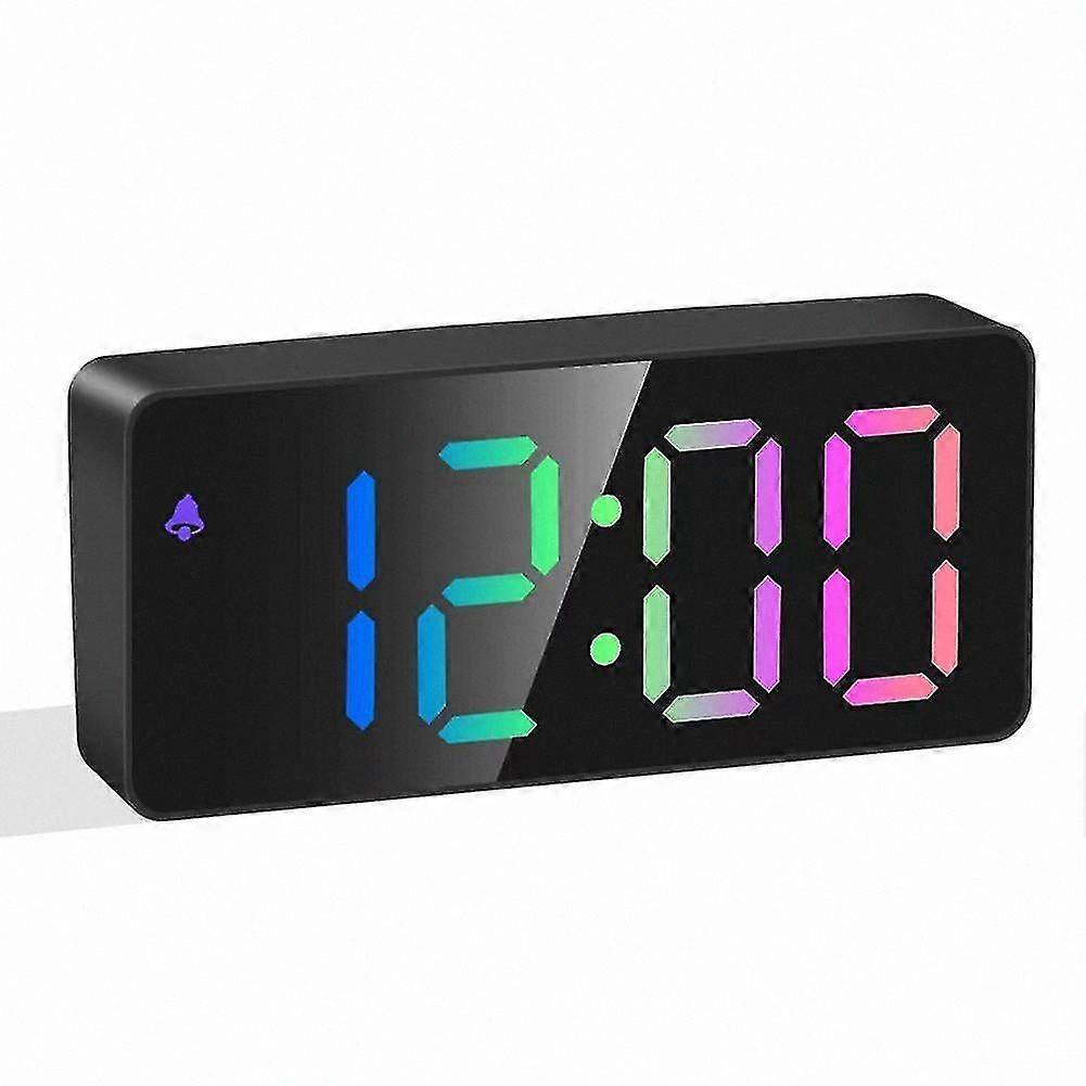 LED Digital Alarm Clock with Rainbow Colors, Snooze Function, Adjustable Volume, Easy to Use, Plug-in Powered