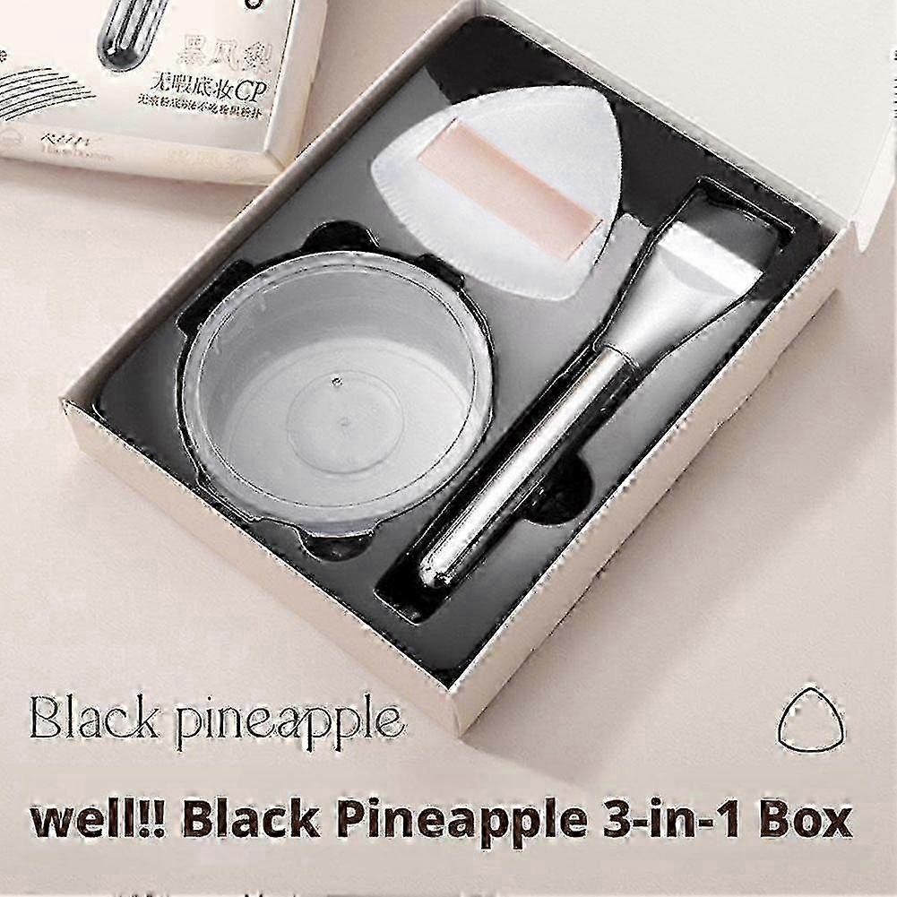 Three in One Box Pineapple Puff Super Soft No Liquid Flat Makeup Brush Clean