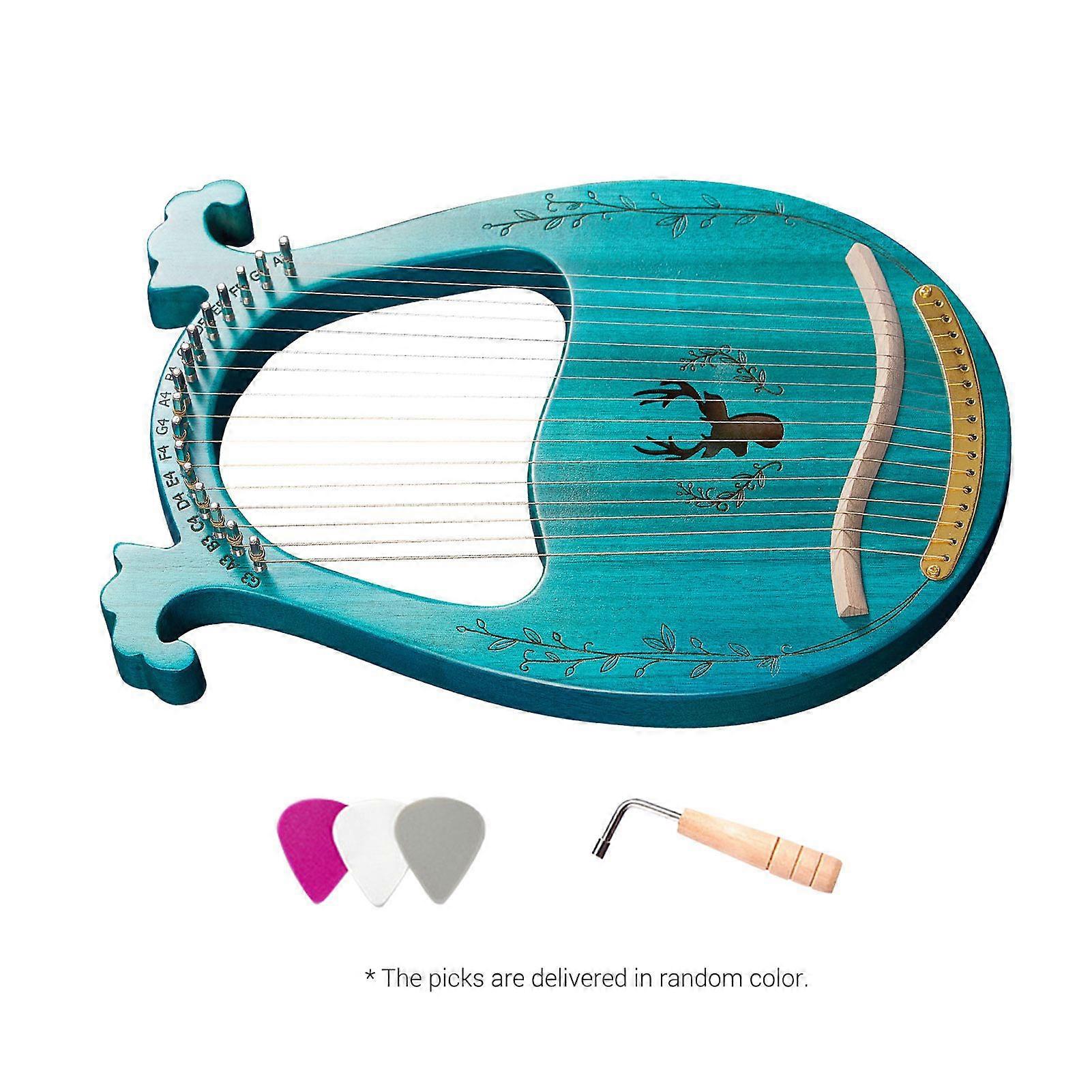 C Key 16-String Wooden Lyre Harp 38.5x26x3.5cm with Tuning Wrench