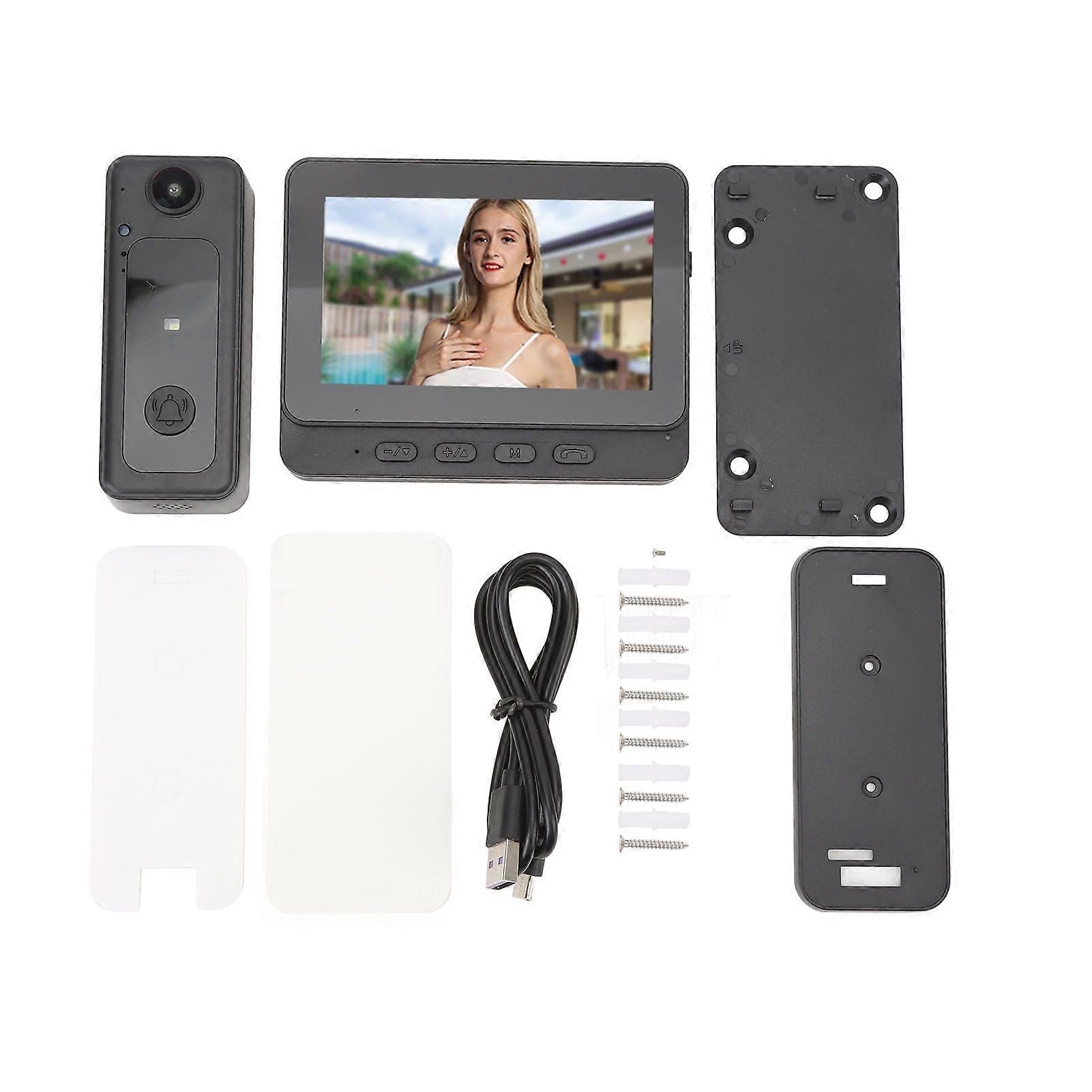 Video Doorbell System 1080P Night Vision 4.3 Inch Color Screen IP65 Waterproof Wireless Intercom Video Display Doorbell