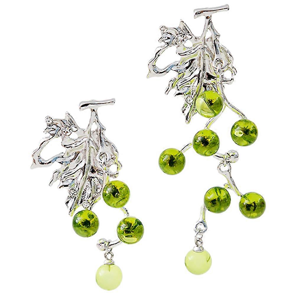Pretty Grape Earrings Asymmetric Dangle Earrings for Bride 2Pairs Multi Alloy