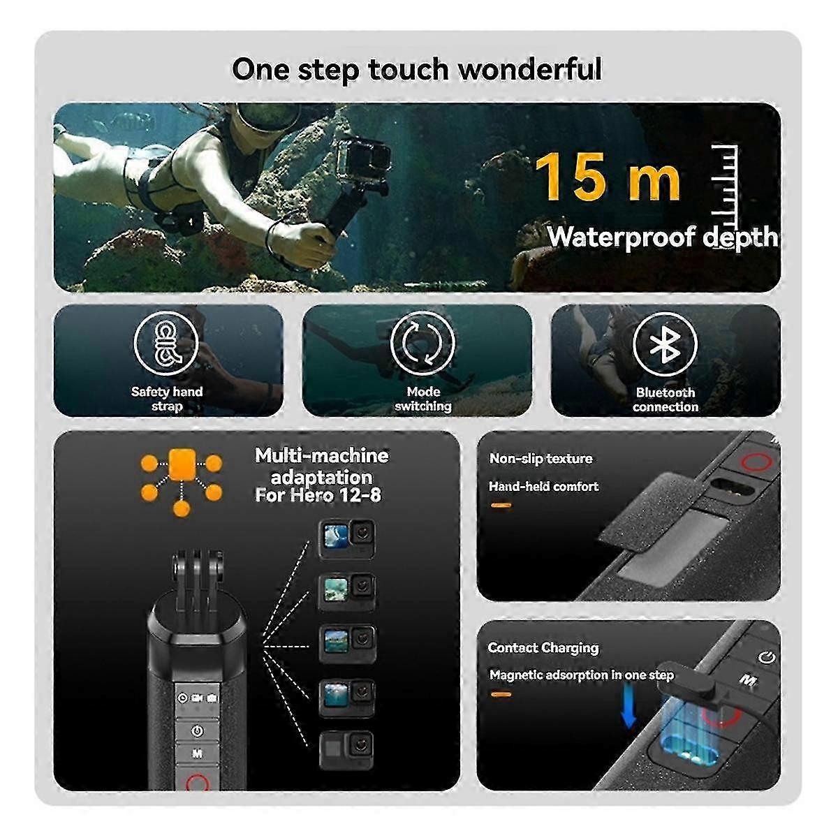 Selfie Stick Buoyancy Bar Selfie Stick with Hand Strap Wireless Remote Control for Hero 8 9 10 11 12 13 hwy
