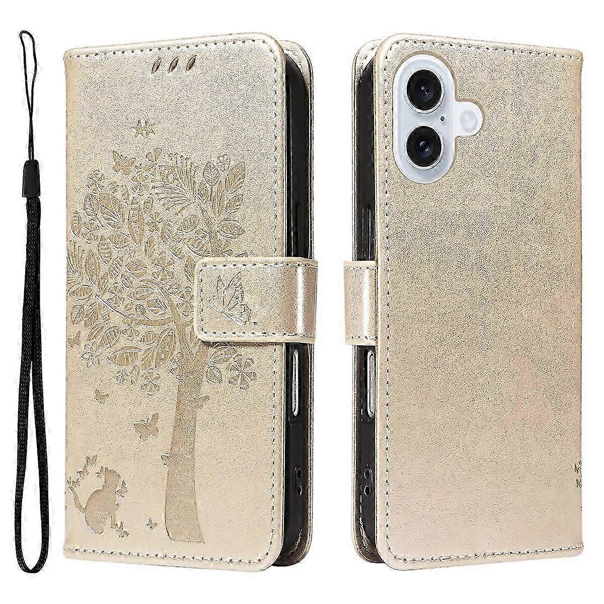 For iPhone 17 Phone Case with Stand Cat Tree Pattern Leather Wallet Mobile Cover myi