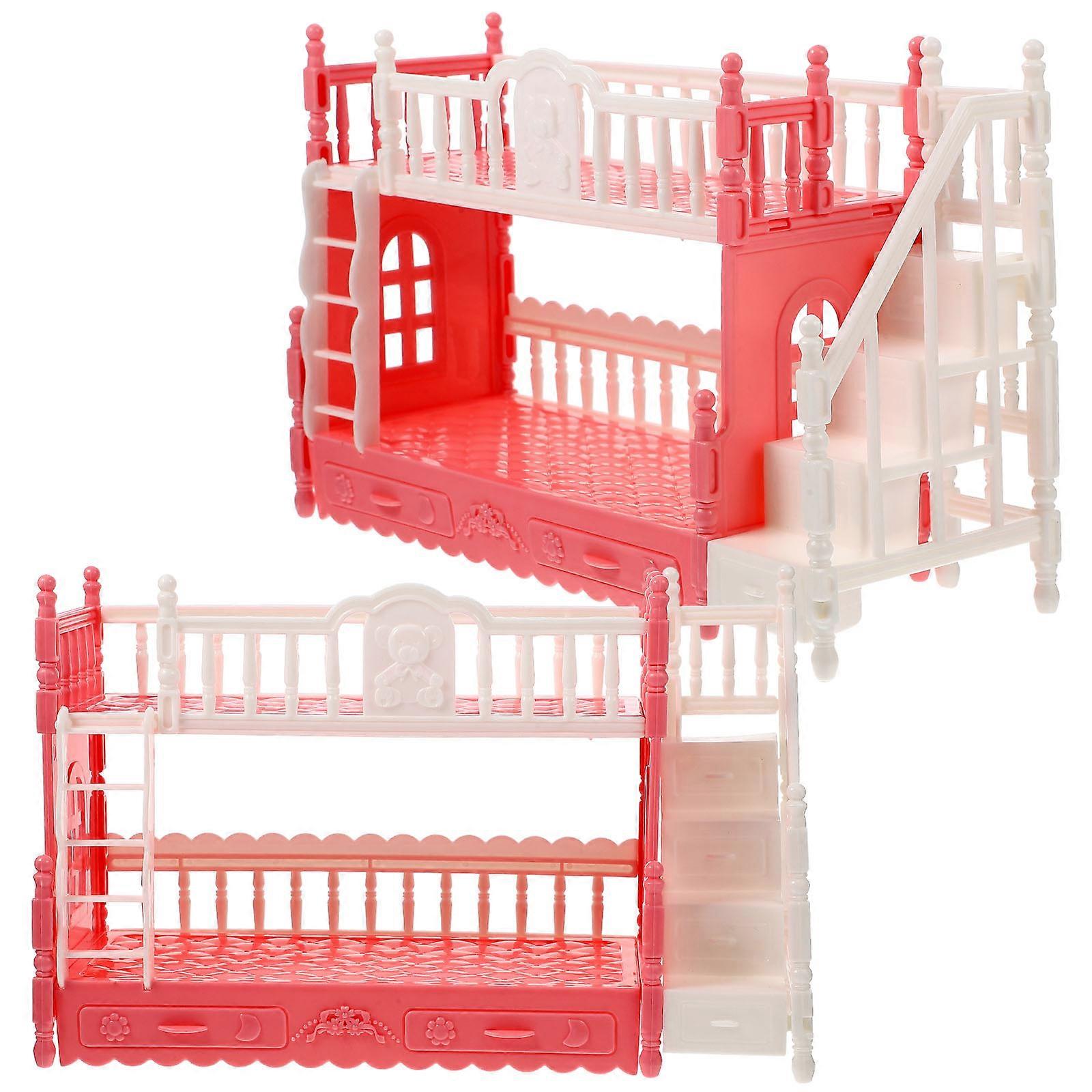 Mini House Bunk-Bed Decor for Decoration 8Sets Double- Bed Model