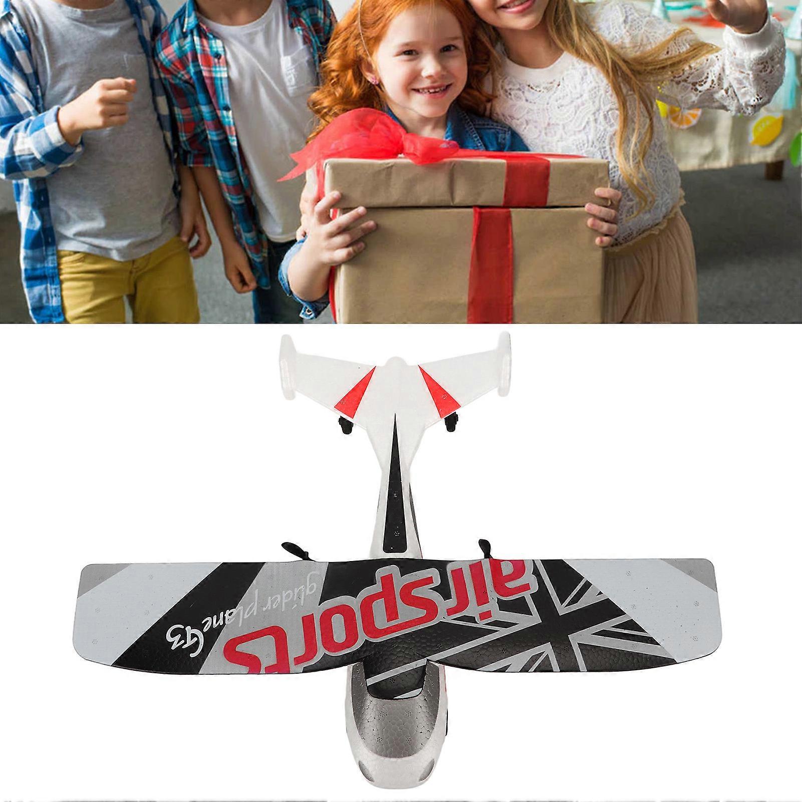 RC Airplane 2.4Ghz EPP Plastic Glider with LED Light Red 3 Batteries