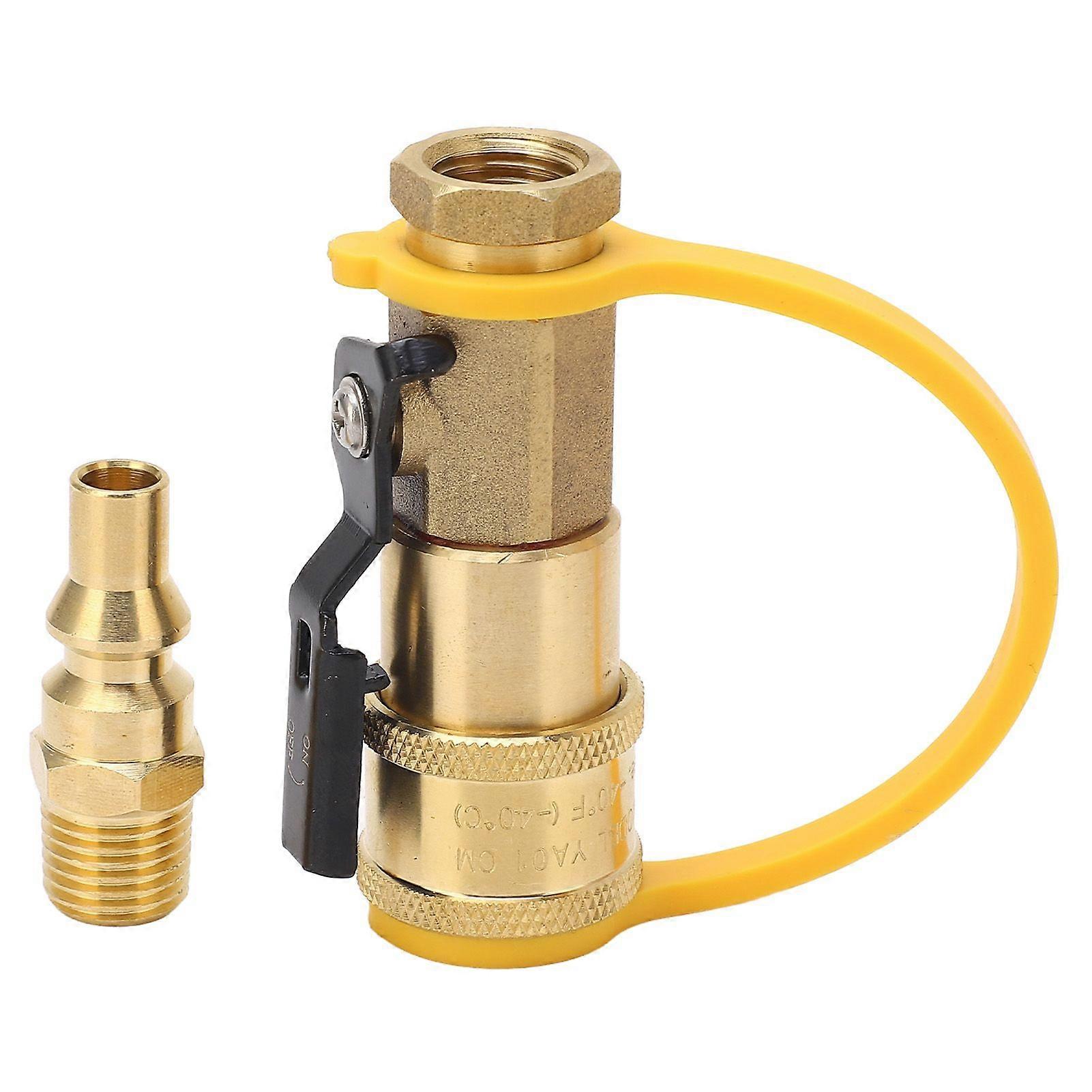 Gas Quick Connect Fitting 1/4 Inch Natural Gas Quick Release Adapter with Shut Off Valve