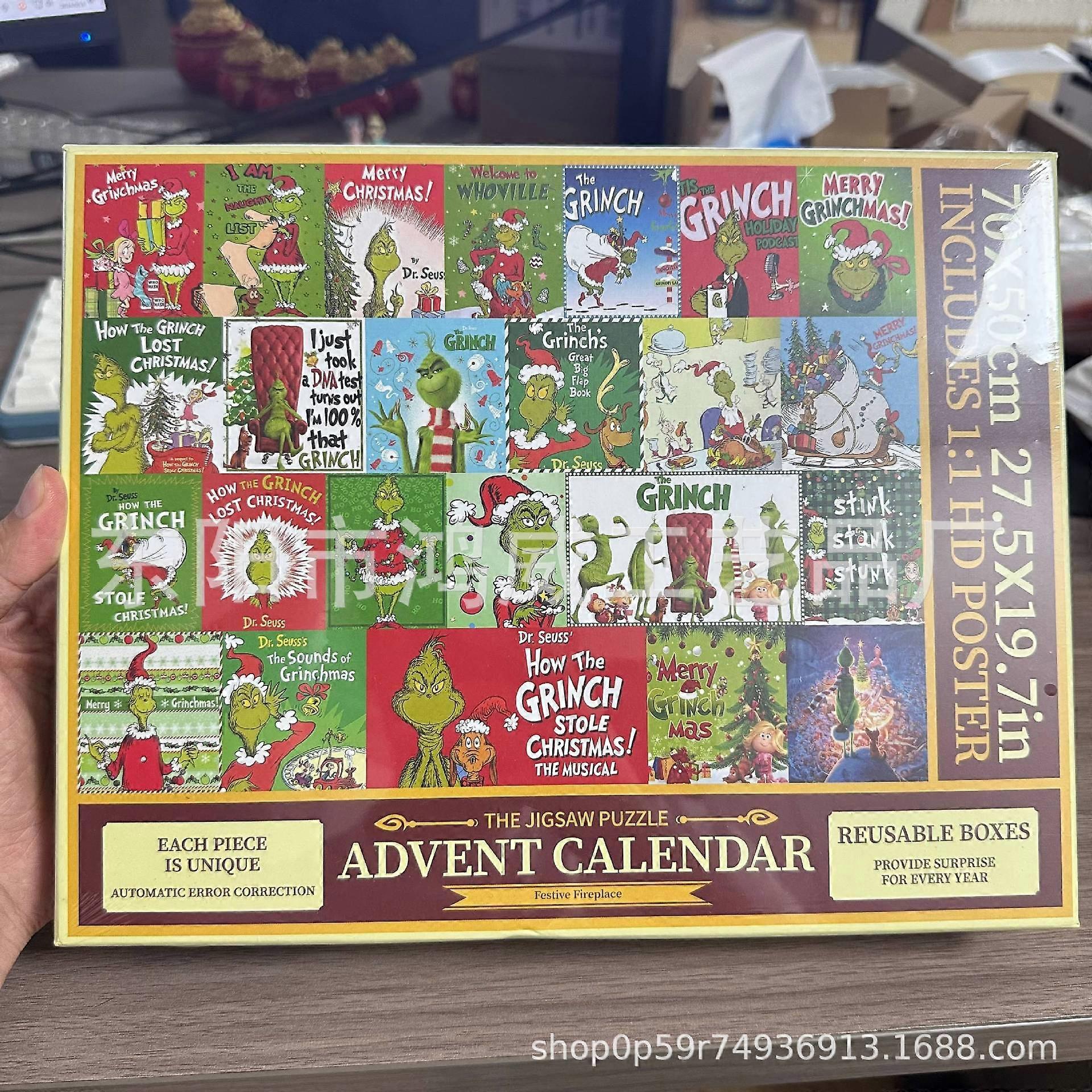 Grinch Green Monster Calendar Christmas Jigsaw Advent Countdown Calendar 24 Boxes Paper
