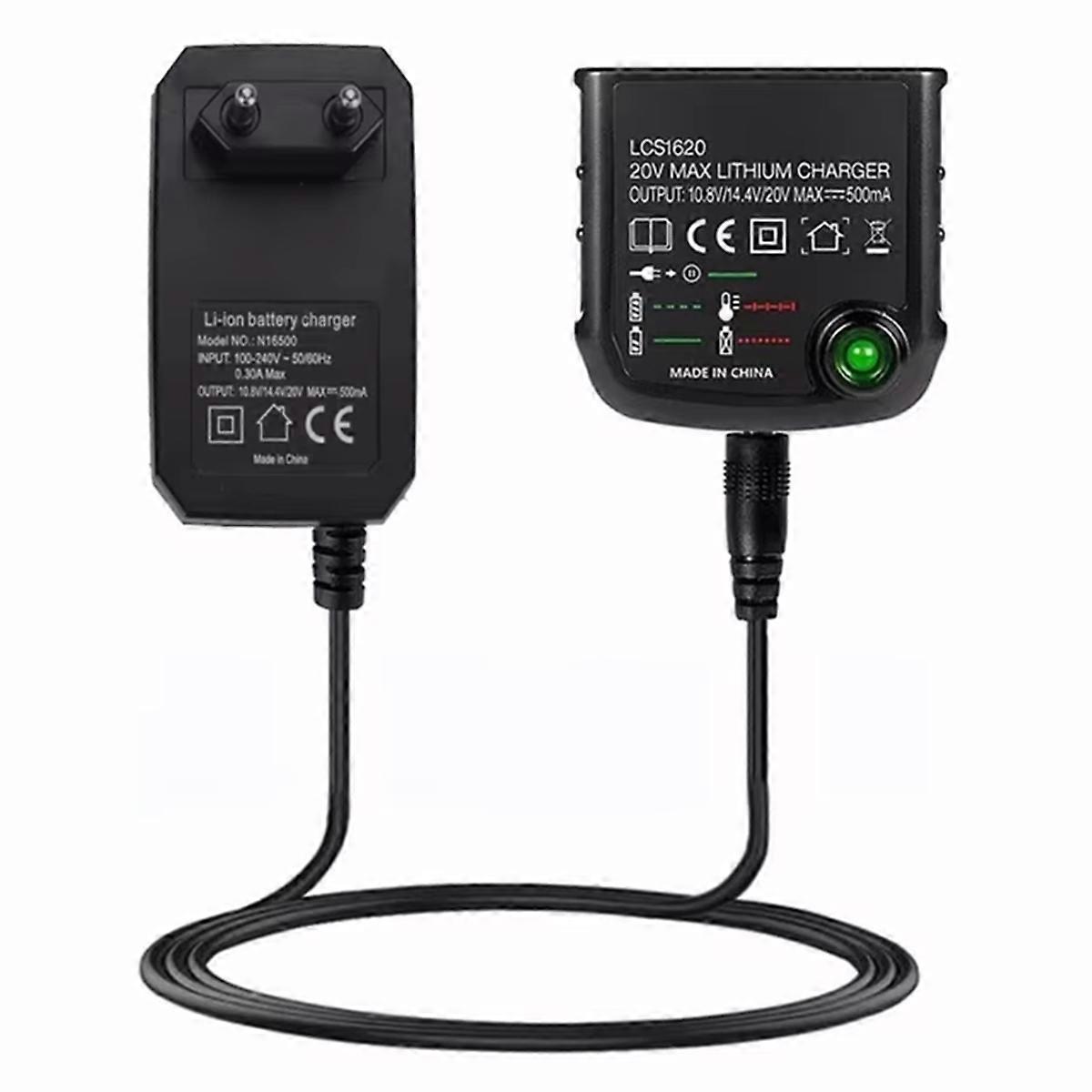 LCS1620 Lithium Battery Charger for BLACK & Rechargable Battery Charger 20V for LBXR20 LB20 LBX20 Part EU Plug