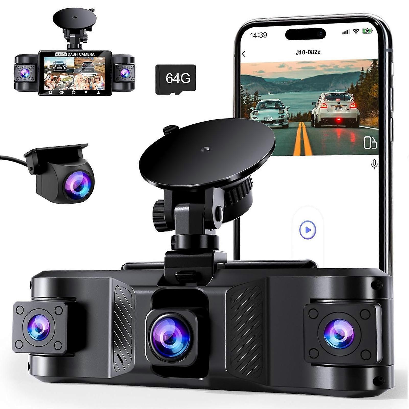 Car Camera 4 Channel Dashcam Full HD 4 Dash-Camera for Cars for Comprehensive Surveillance