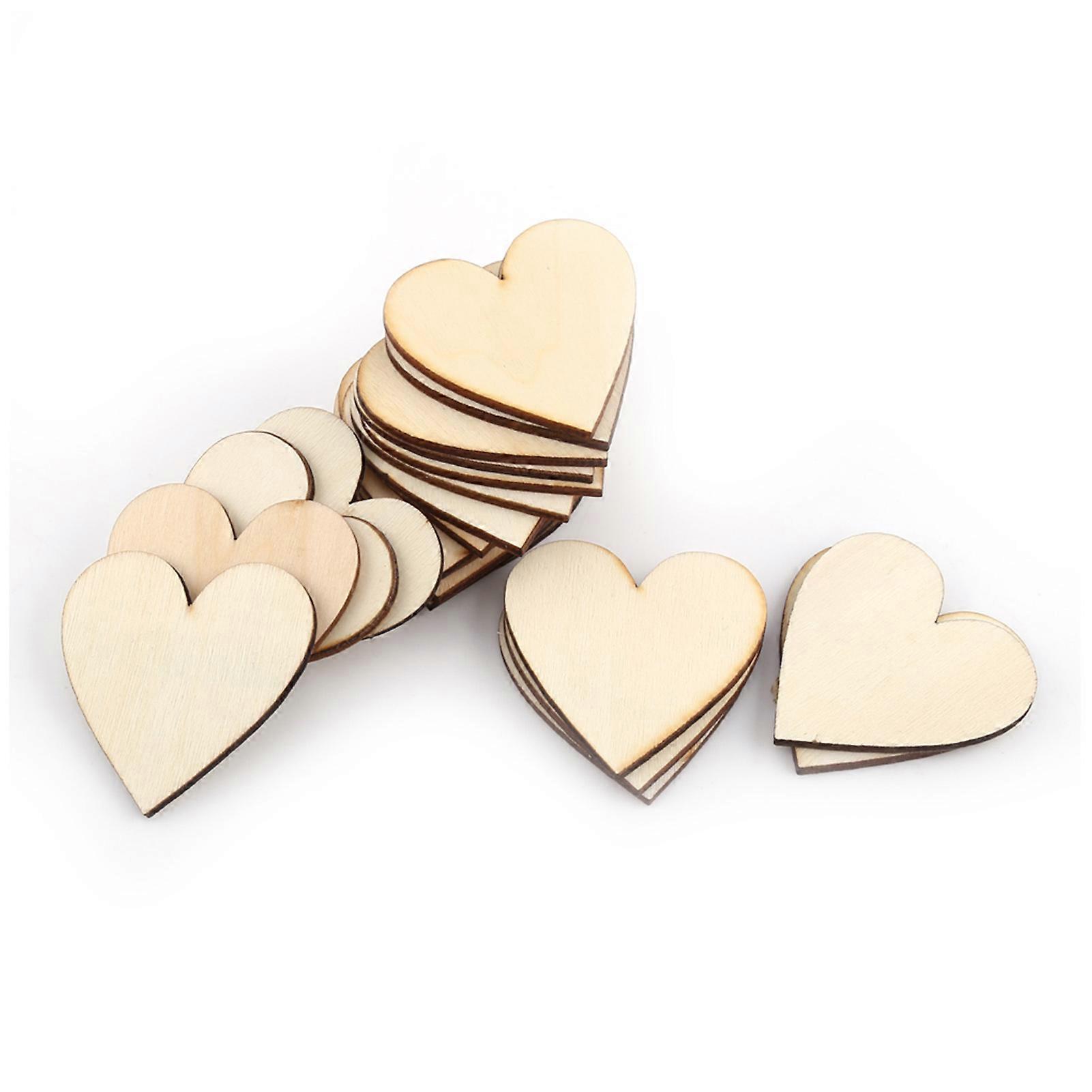 Décorations en bois en forme de cœur pour mariage, plaques et loisirs créatifs (50 mm, 25 pièces)