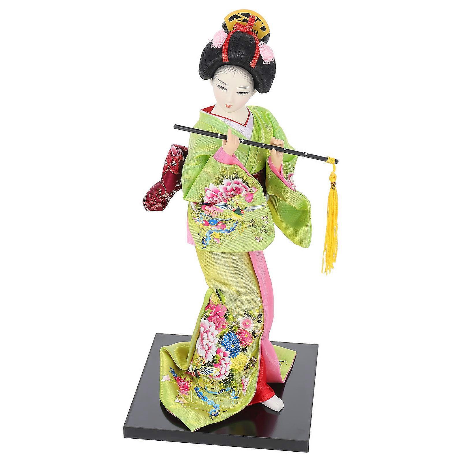 Japanese Geisha Doll Desktop Ornament for Decoration 2Pcs Cloth Tabletop