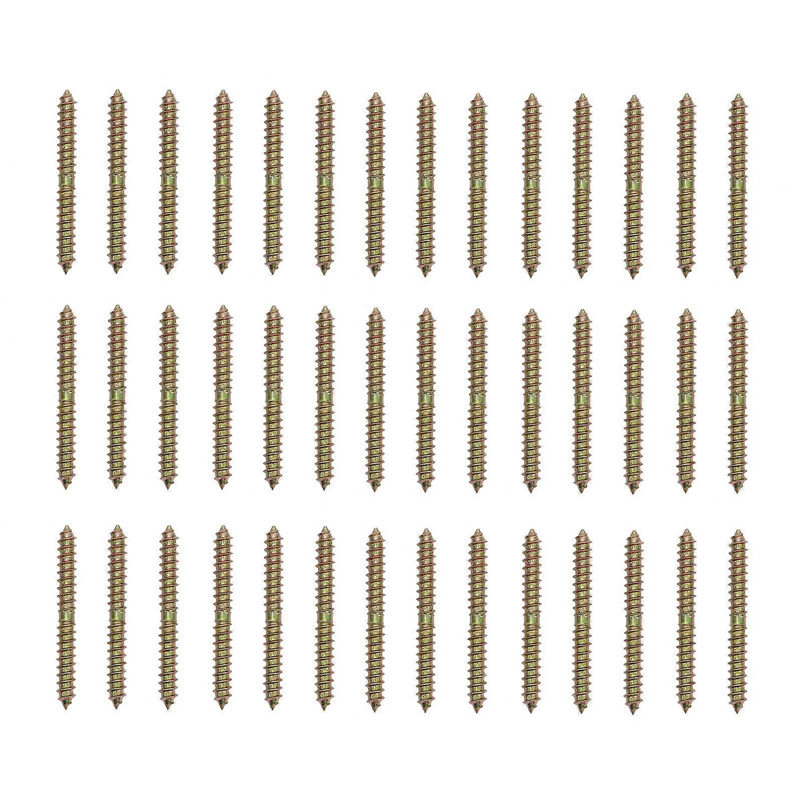 40pcs Dowel Screw Double Ended Screw Zinc Plating Self-Tapping Thread Screws