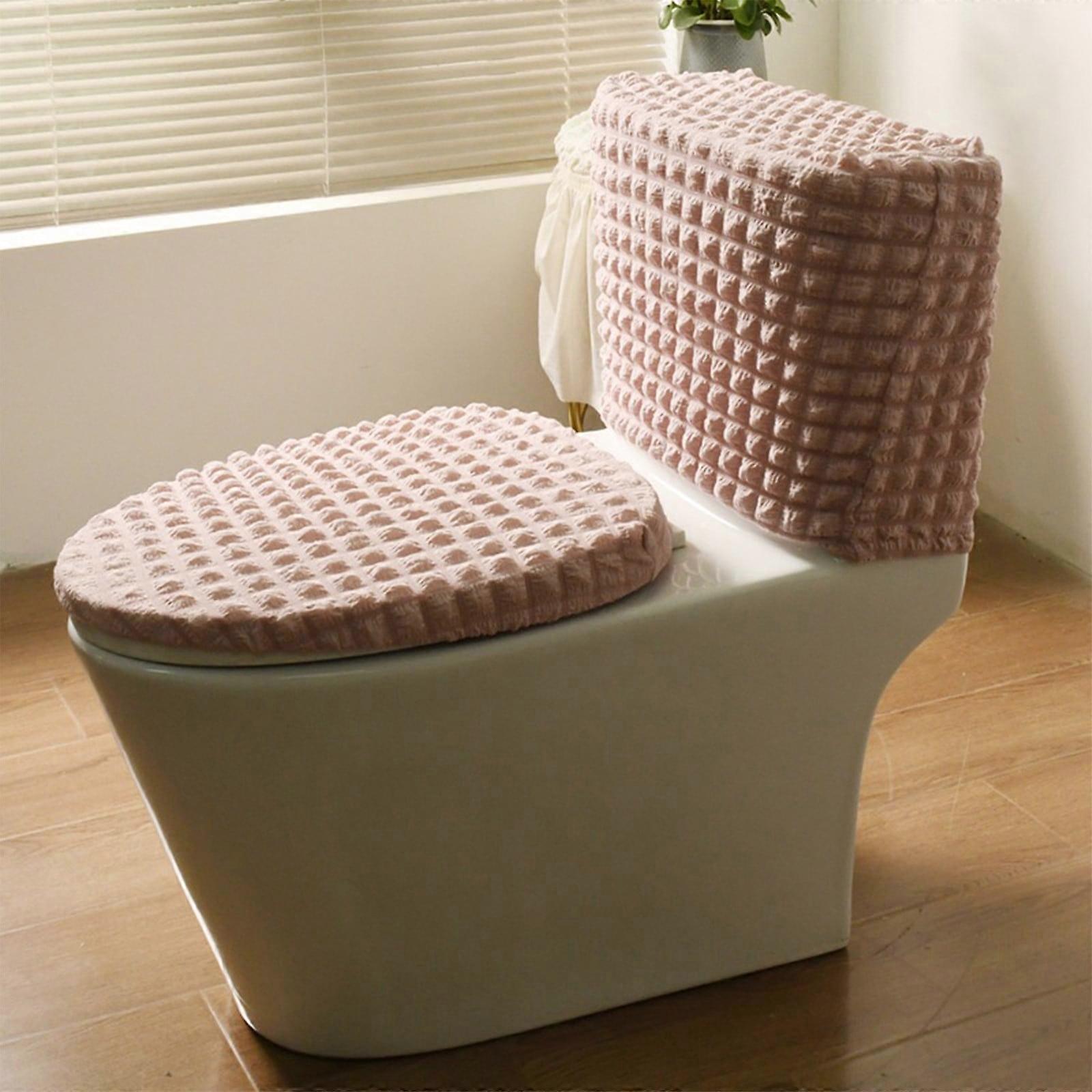 Topliu Universal Elastic Toilet Seat Cover - Split High Tank Design, All-Season Fabric, compatible with most seats