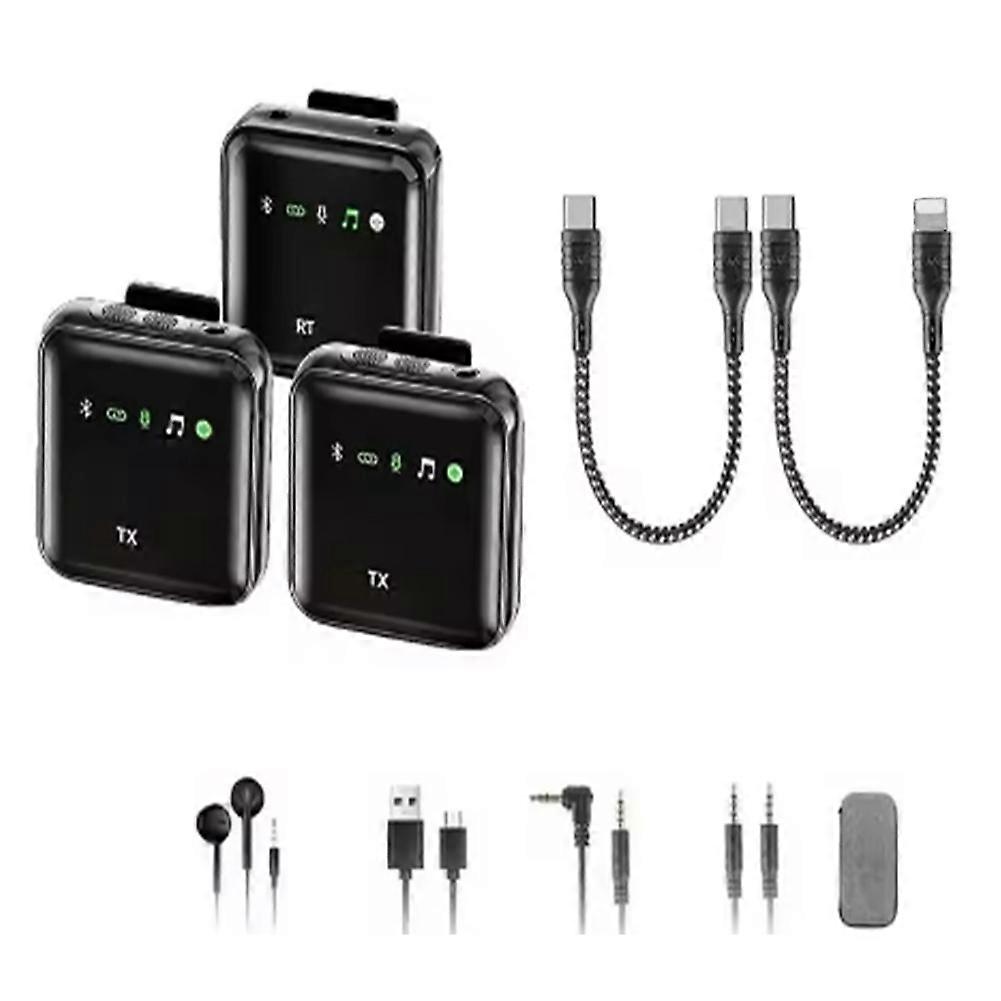 2.4G Wireless Lavalier Microphone System Audio Video Recording Microphone Mini Bluetooth Mic for Android/Camera/Laptop