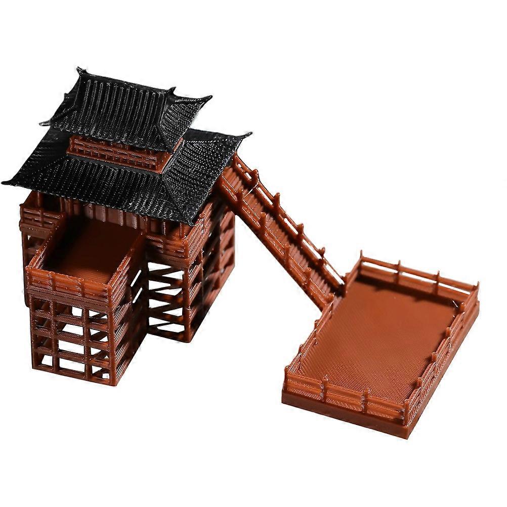 Miniature Stilted Building Model for Decoration 3Pcs Light Brown Plastic Garden Ornament